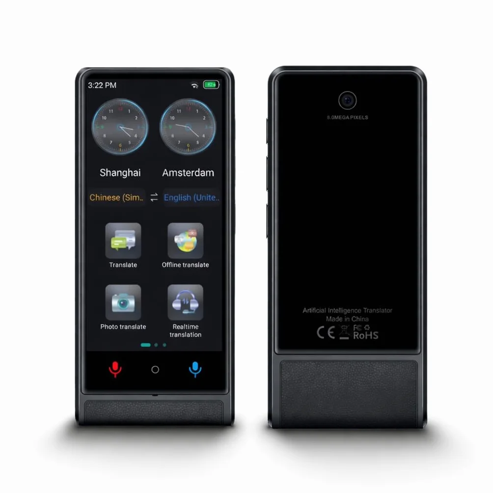 California PRO 2026, Traduttore Vocale Istantaneo Senza WiFi, Schermo Touch 4 Pollici, Alluminio Premium, 142 Lingue Online 22 Offline, Traduttore Portatile con IA