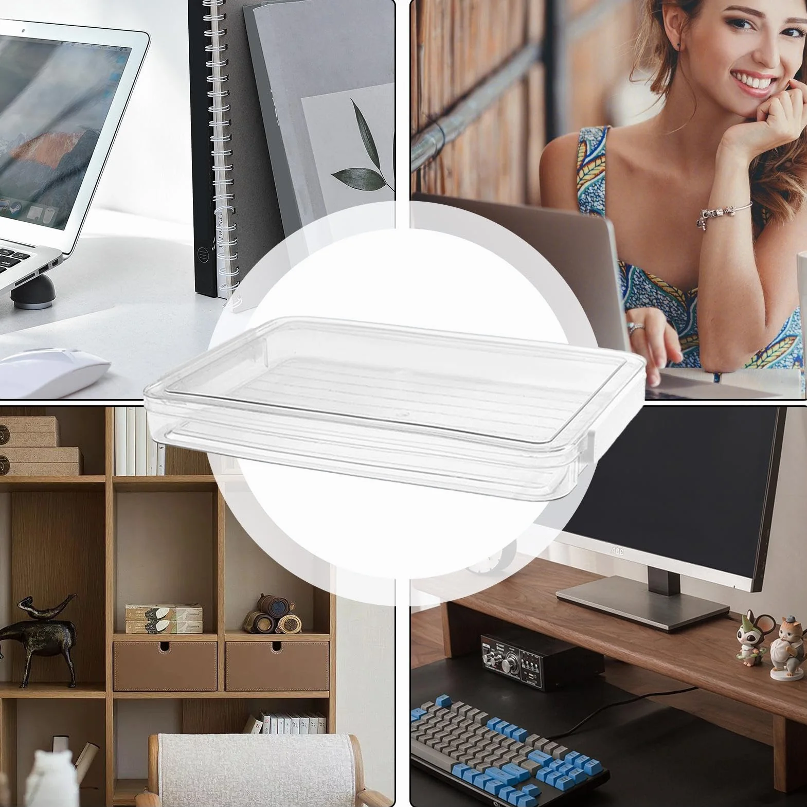 Scatola portaoggetti A4 Borsa portatile per progetti contenitore per documenti con coperchio salvaspazio