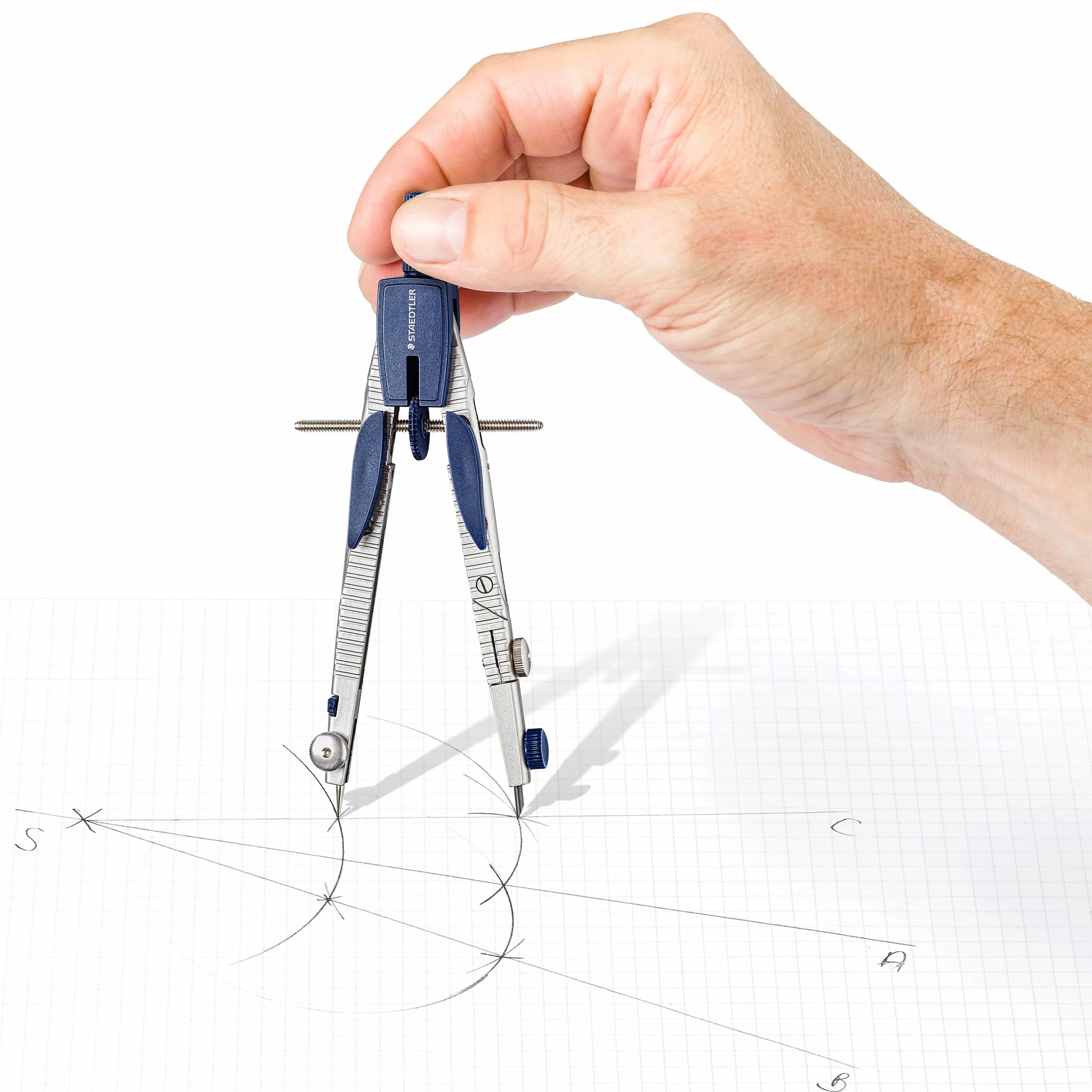 STAEDTLER compasso professionale regolabile con adattatore universale e mine di ricambio 553 01