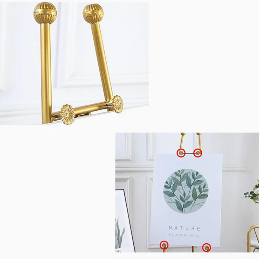 Espositore per Poster, espositore da Terra per Reception, espositore pubblicitario Pieghevole, espositore per Pittura Domestica, Adatto per Ufficio e Hotel，Gold Small