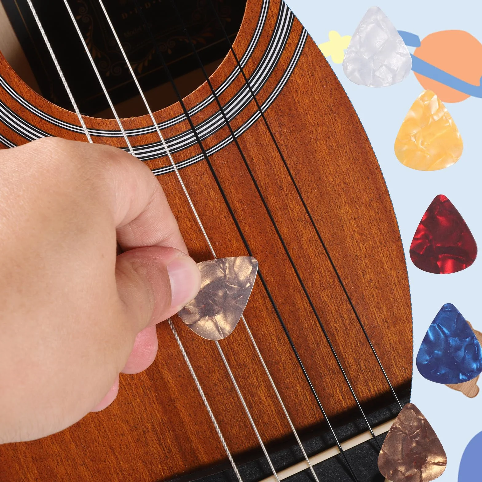 Protezioni per dita chitarra silicone antiscivolo 5 misure con plettri per chitarra ukulele trasparente