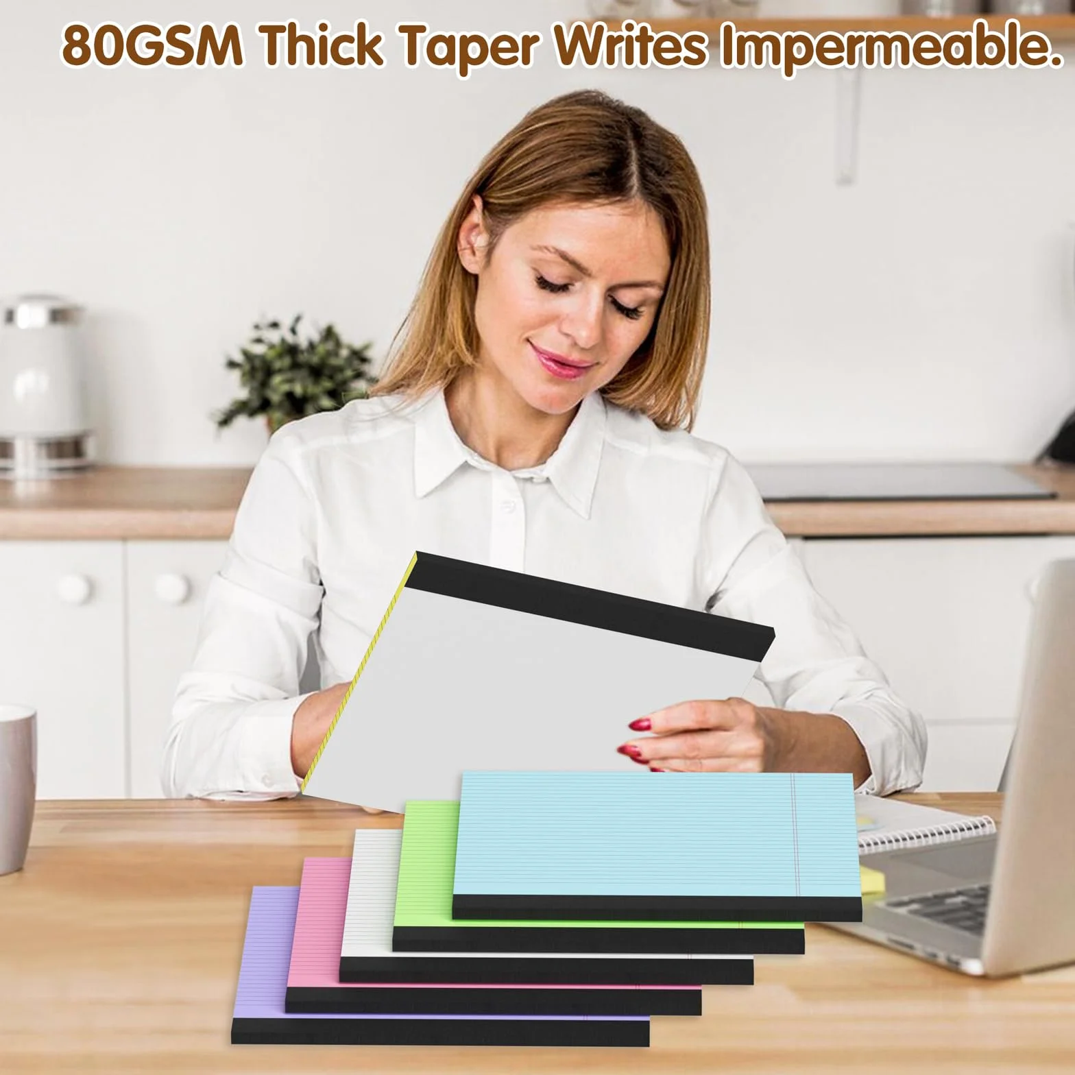 MuiAng Blocco note a righe 28 x 24,1 cm, 2 blocchi, 30 fogli, 80 g/m², carta perforata