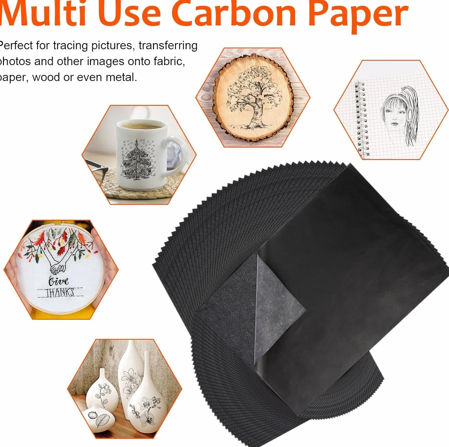 Carta Copia Carbonio A4 Riutilizzabile Nero, 100 Fogli Carta Trasferimento Carbonio