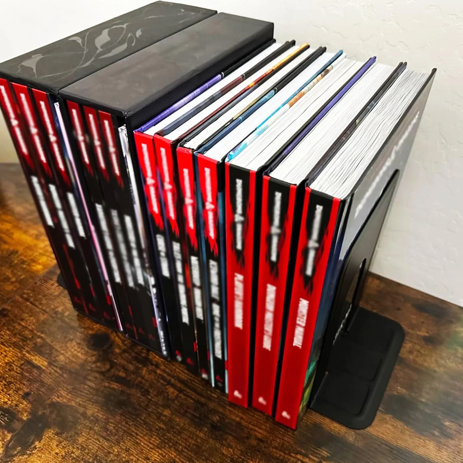 fermalibri neri in acciaio laminato a freddo 12,6 x 14,8 x 17 cm per scaffali librerie