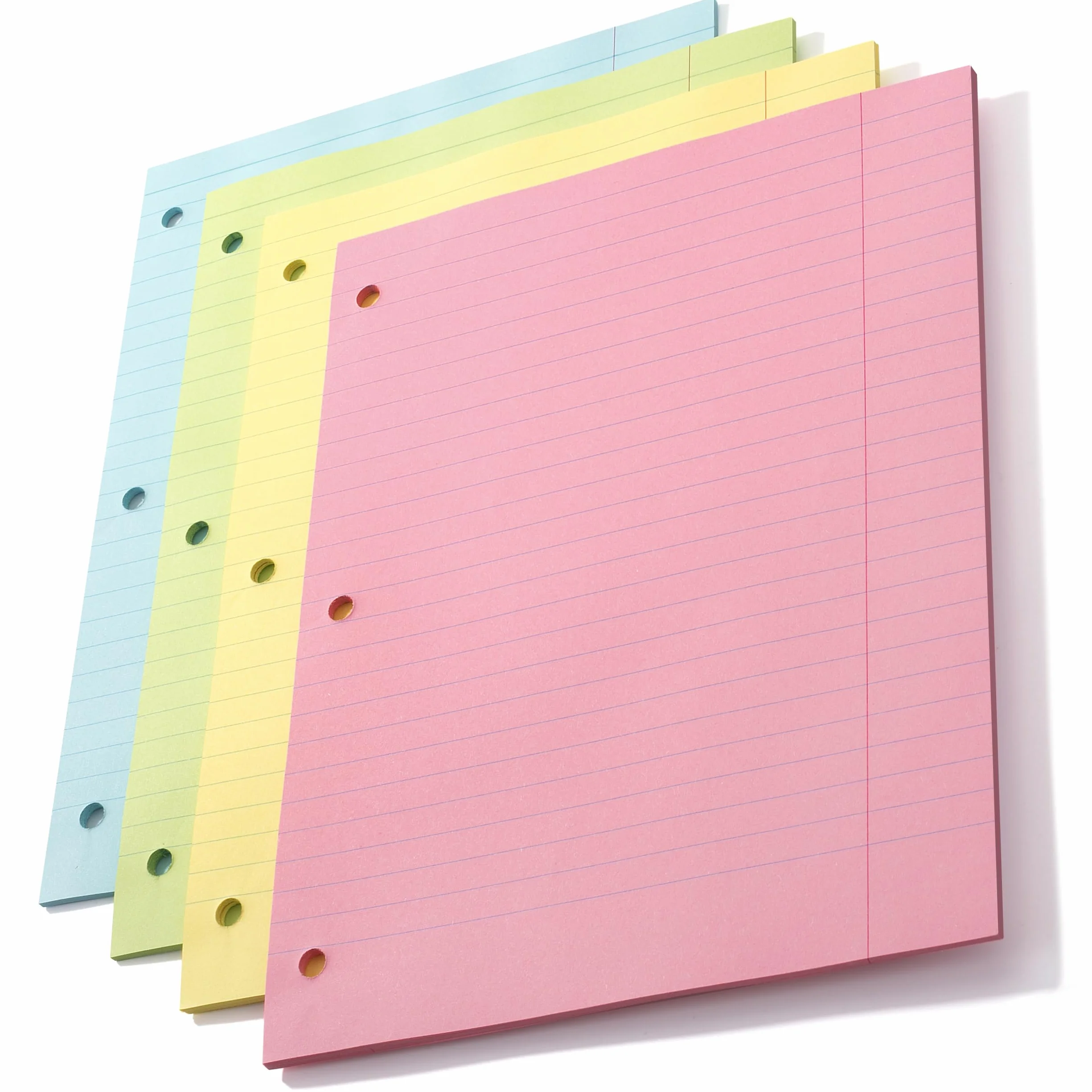 Mr. Pen Carta sciolta colorata a righe larghe 100 fogli 20,3 x 26,7 cm 3 fori perforati per taccuino