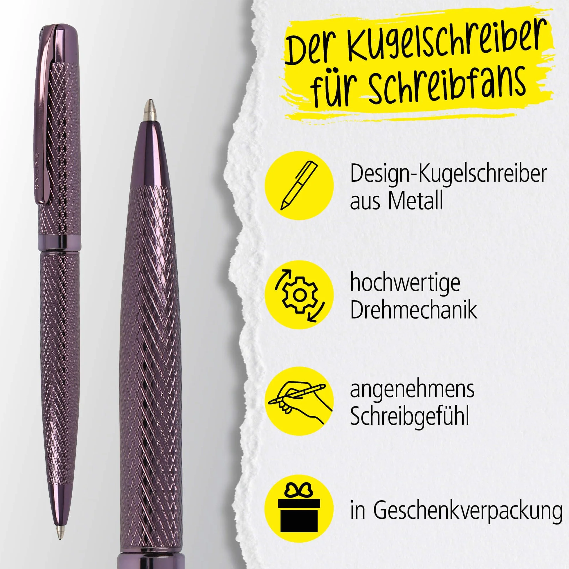 Online Eleganza Diamond Wine I include penna a sfera, penna stilografica, custodia in vera pelle, 3 pezzi, in confezione regalo, penna stilografica per cartucce standard, Kulli con cartuccia grande G2