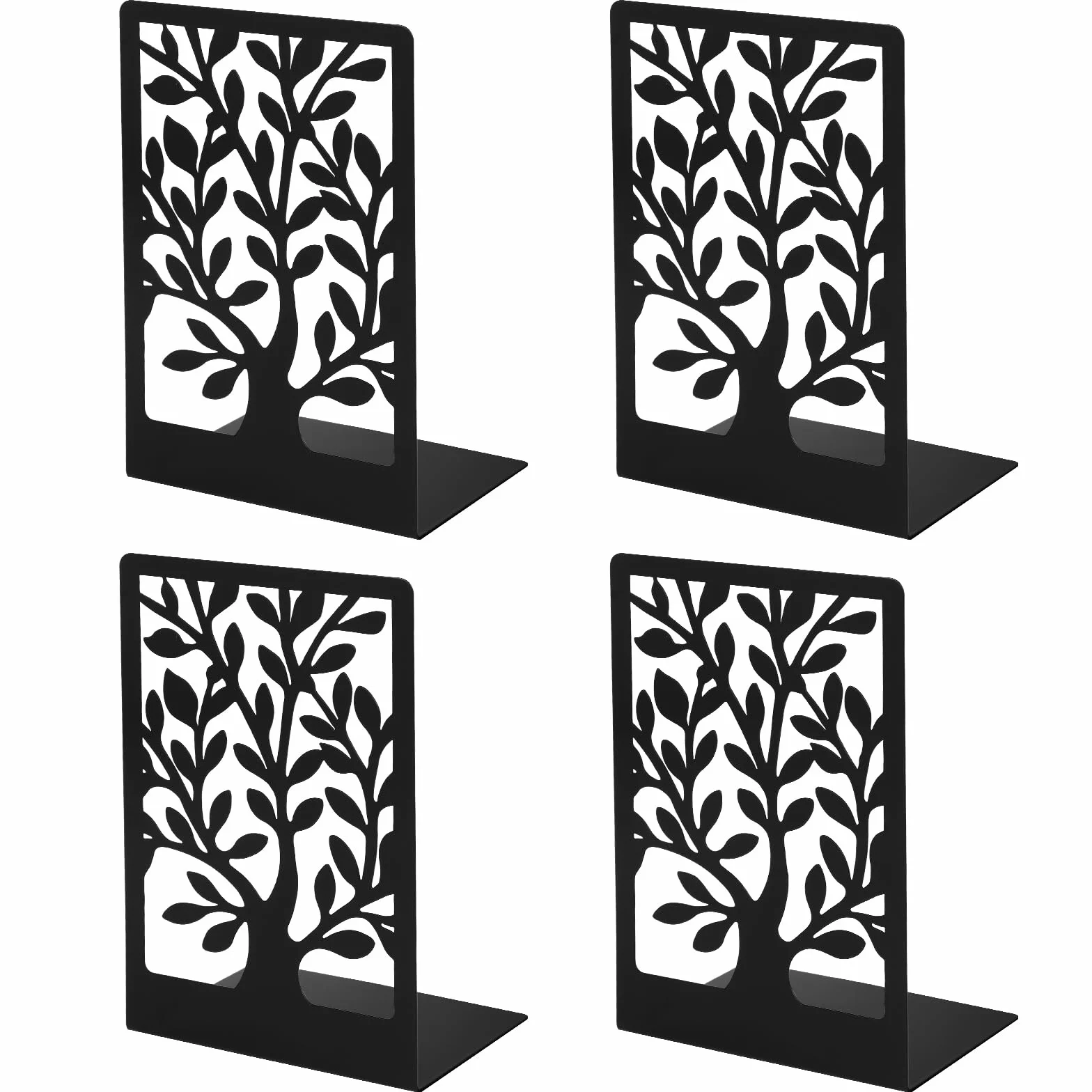 Ferma Libri per Libreria in Metallo Antiscivolo 4 PCS - Regge Libri per Mensole Nero