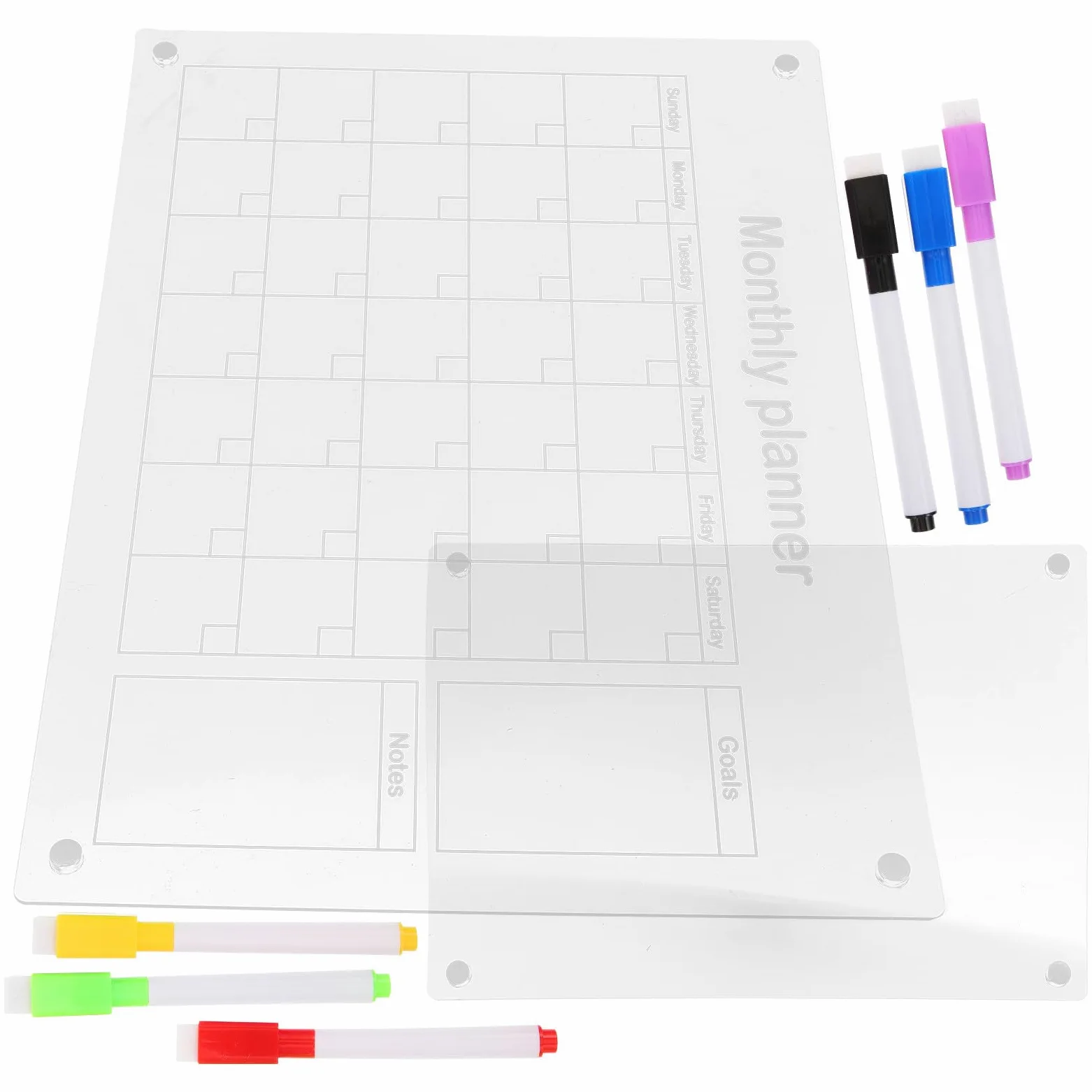 DOITOOL Calendario Mensile in Acrilico Magnetico Lavagna Cancellabile Secco Planner Giornaliero per Frigorifero per Appunti e Promemoria in Casa e Ufficio