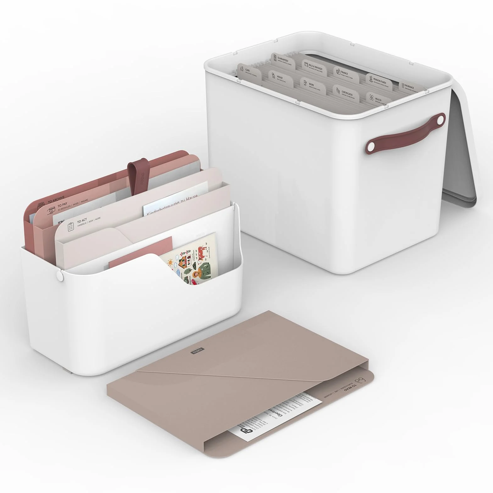 Rotho MyPaper Inbox document organiser MY PAPER Plus, plastica (PP) senza BPA, bianco/rosso, (36,4 x 16,8 x 31,7 cm)
