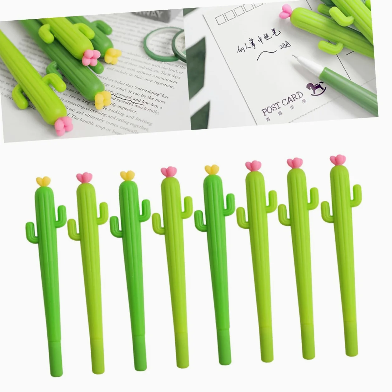 Penna Gel a Cactus 0, 5mm Nera 24 Pezzi in Plastica | Verde, Punta Fine e Formato Portatile, per Ragazzo Ragazza e Ragazzi, Idea Regalo per Compleanno