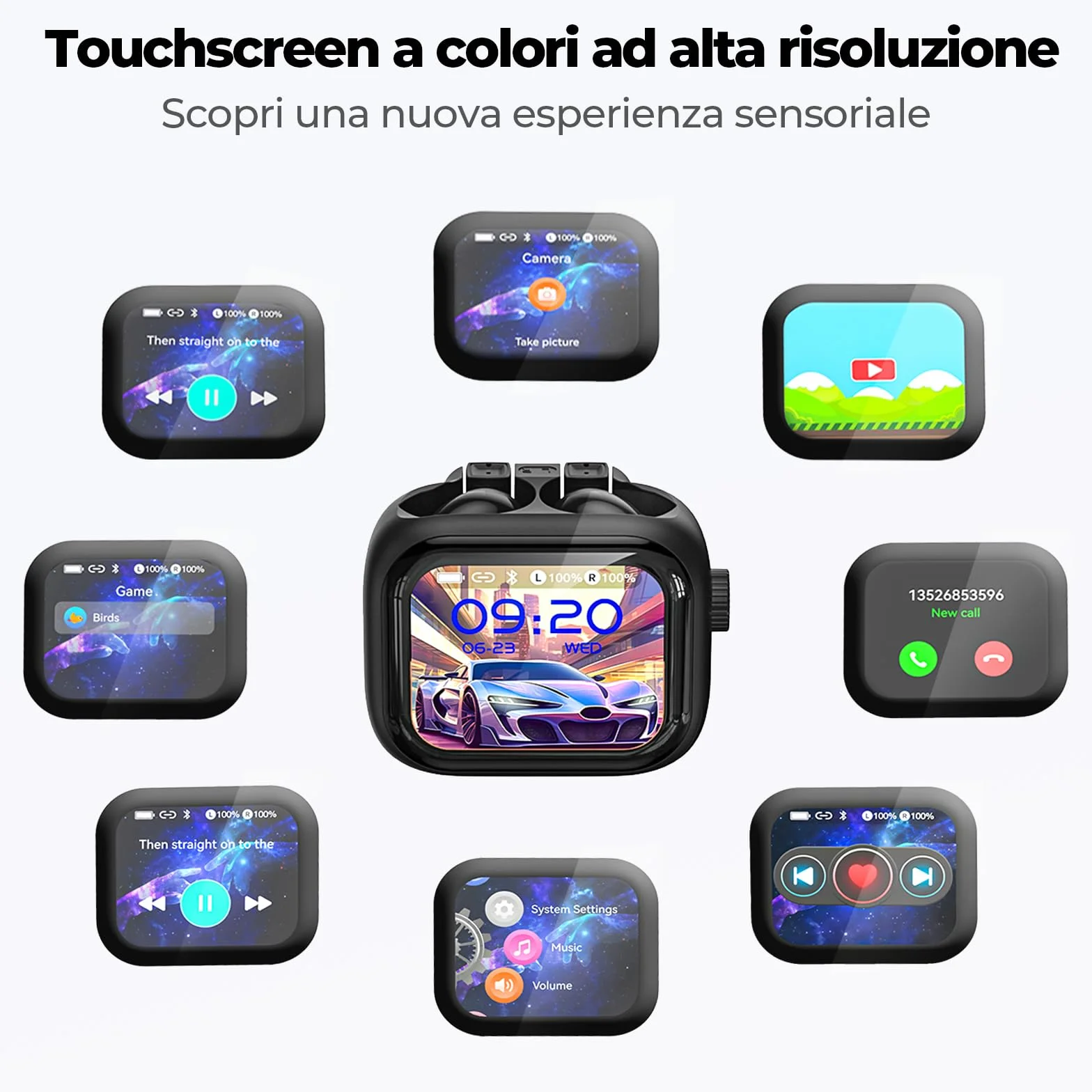 Ne40 AI cuffie traduzione simultanea, bluetooth 6.0 auricolari traduzione con 134 lingue/9 modalità - cuffie con traduttore con manopola girevole, 48 ore di autonomia per viaggi/affari/studio