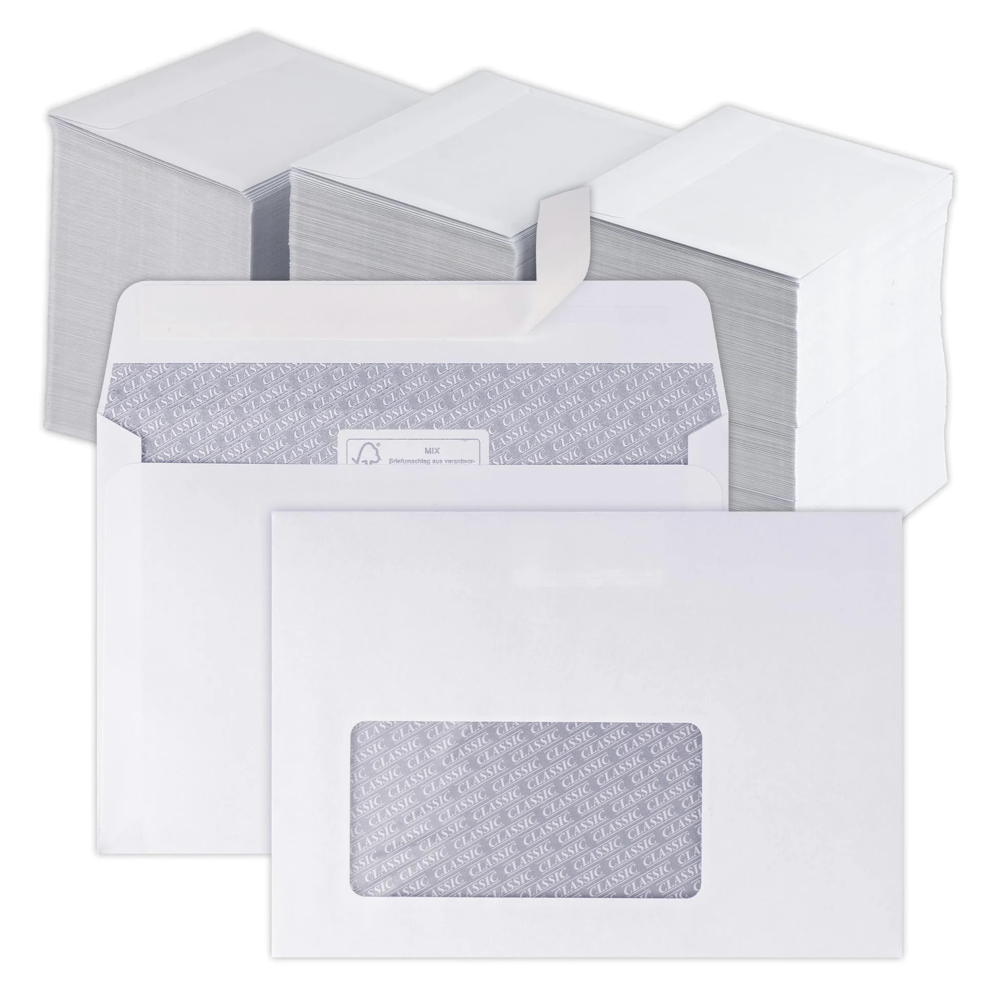 1000 buste per lettere, formato C5 con finestra, colore bianco, chiusura autoadesiva (chiusura adesiva), buste di carta per lettere, matrimoni, biglietti di auguri, inviti, fatture