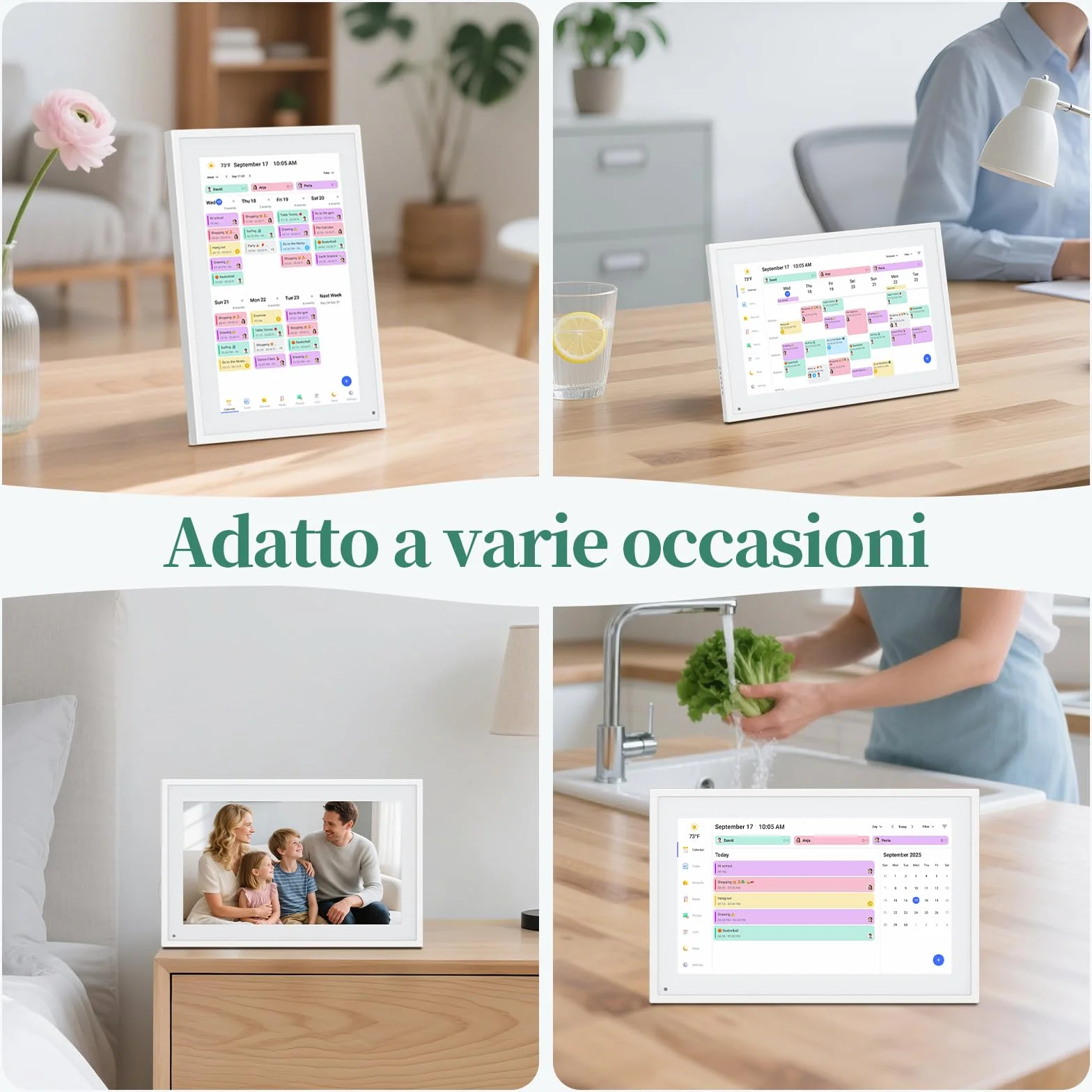 Calendario Digitale da Parete 10,1 Pollici Touch Screen - Planner Familiare con 32GB di Memoria, Cornice Foto Digitale, Sincronizzazione App e Cloud, Agenda Smart