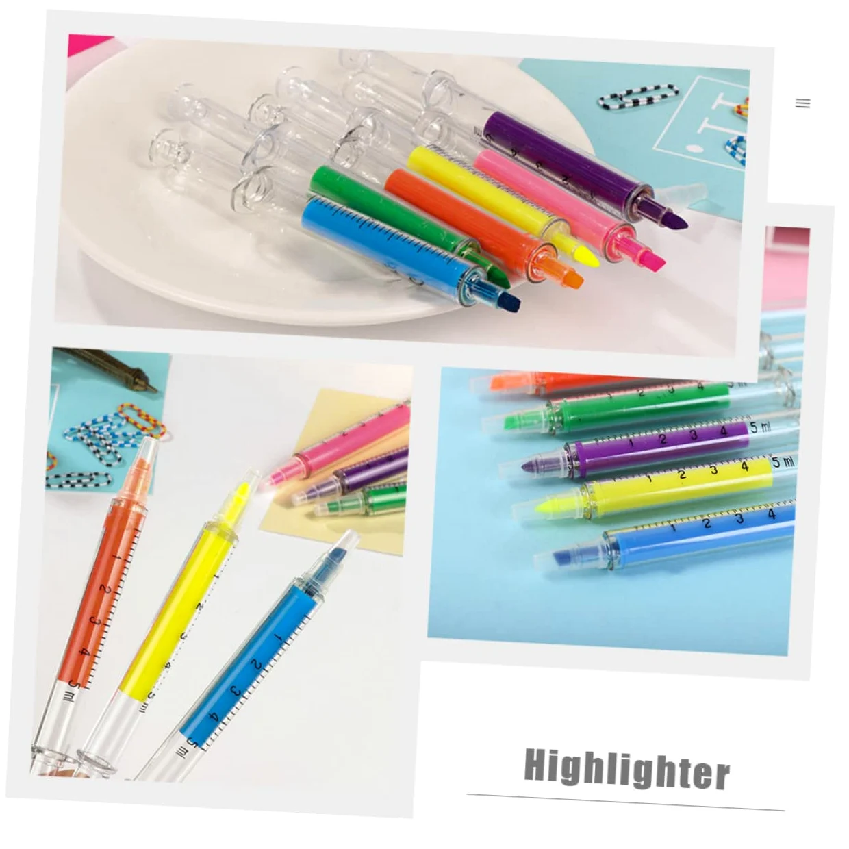 Penna Evidenziatore a Siringa in Plastica Set Da 24 Pezzi Colori Misti Evidenziatori Comodi Per Uso Domestico e Infermieri Strumenti Di Scrittura Creativi
