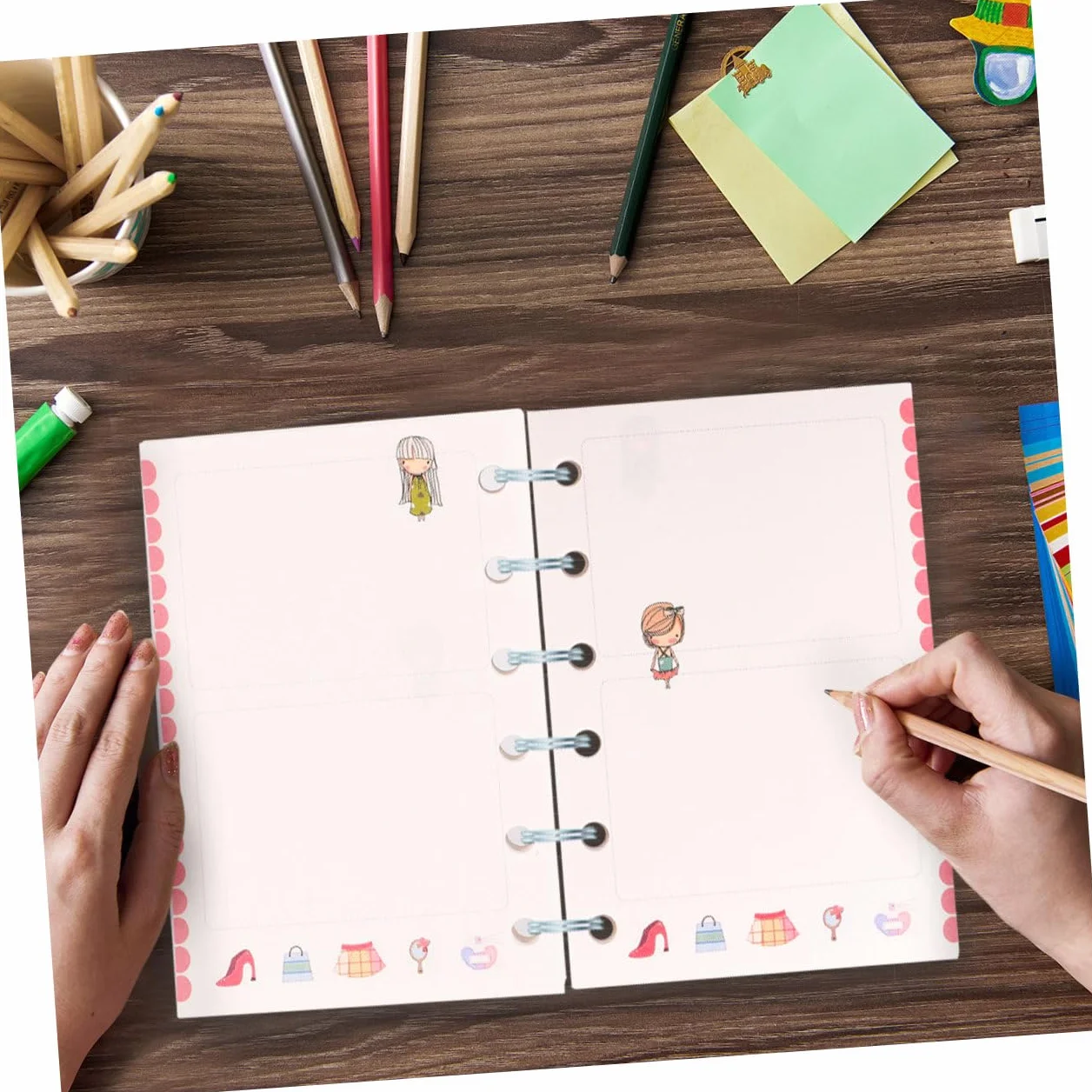TOYANDONA 6 Anelli A7 Raccoglitore Planner Carta di Ricarica Colorato Cartone Animato