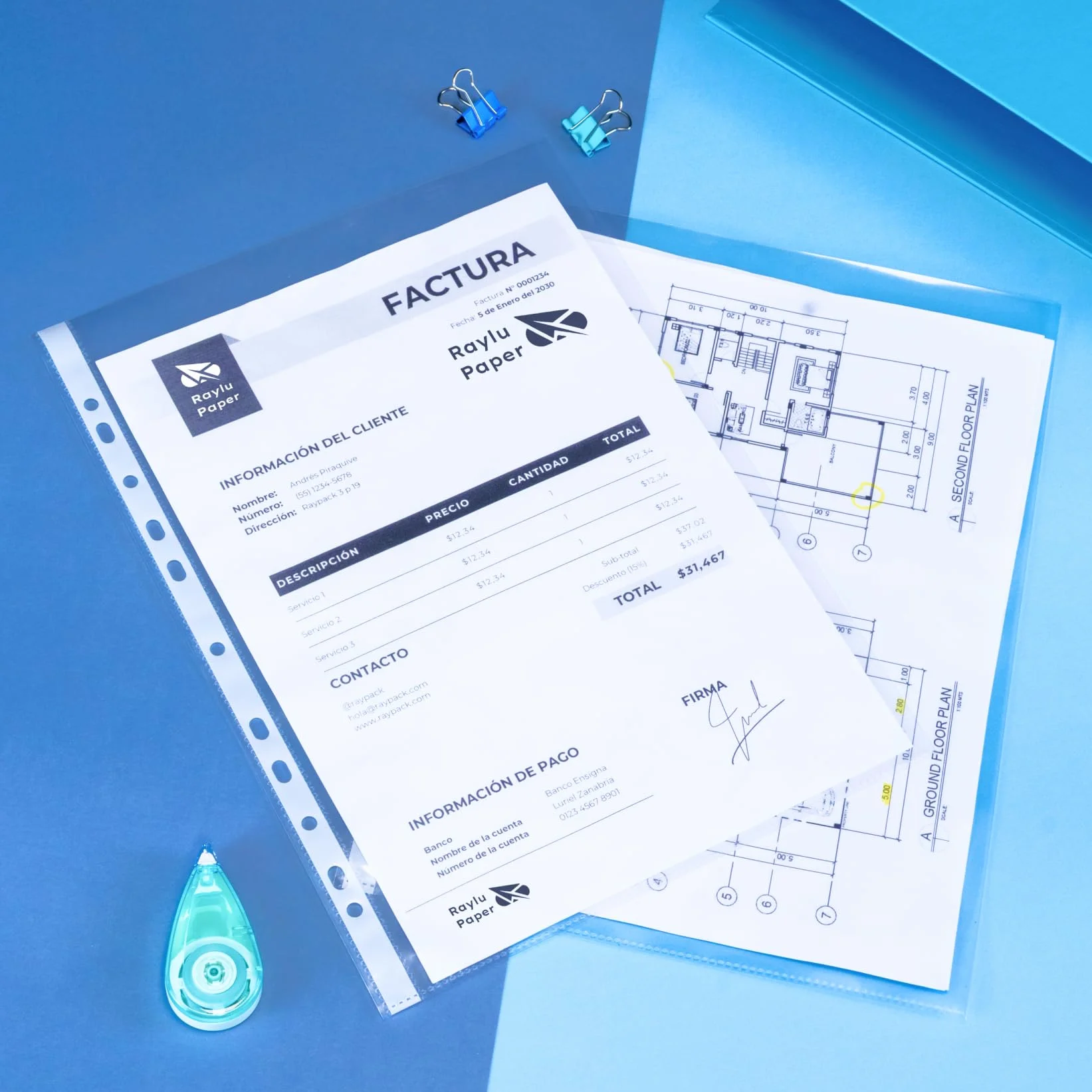 Buste Perforate Trasparenti A3 25 Pezzi per Documenti, Plastica 90 Micron