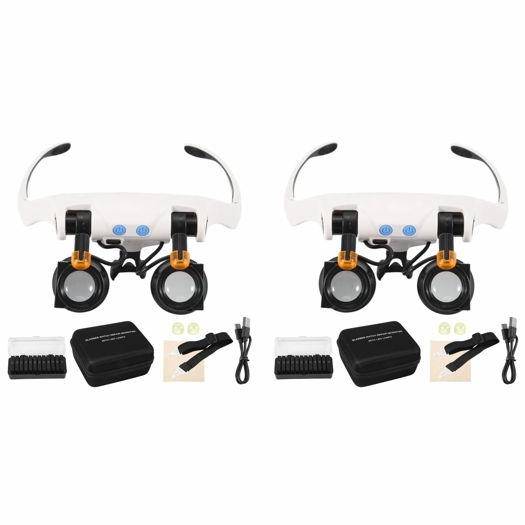 2Set Lenti D'Ingrandimento con Luce LED, Lente D'Ingrandimento A Libere con 14 Lenti Intercambiabili 3X 4X 5X 6X 7X 10X 15X