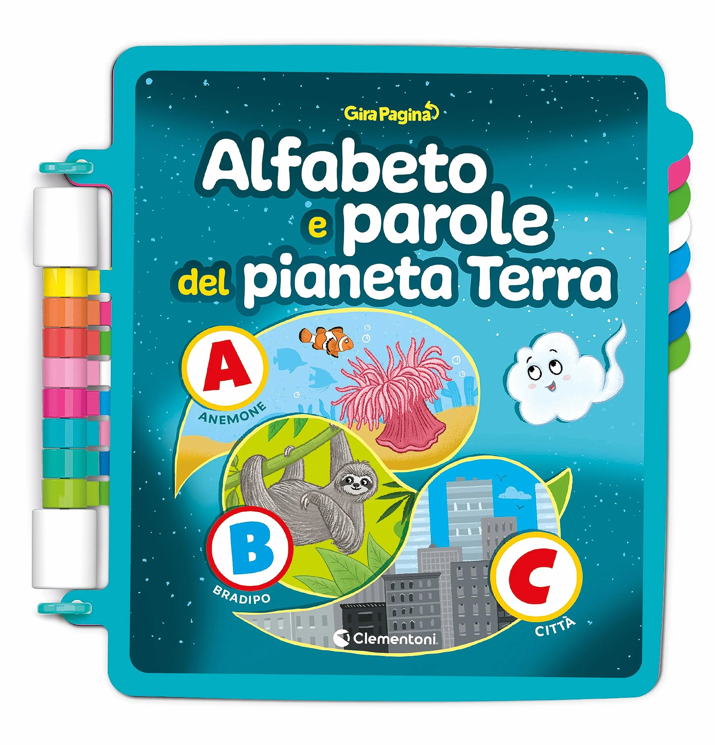 Clementoni Sapientino Girapagina L'Alfabeto del Pianeta Terra Libro Educativo Interattivo per Bambini 4 Anni