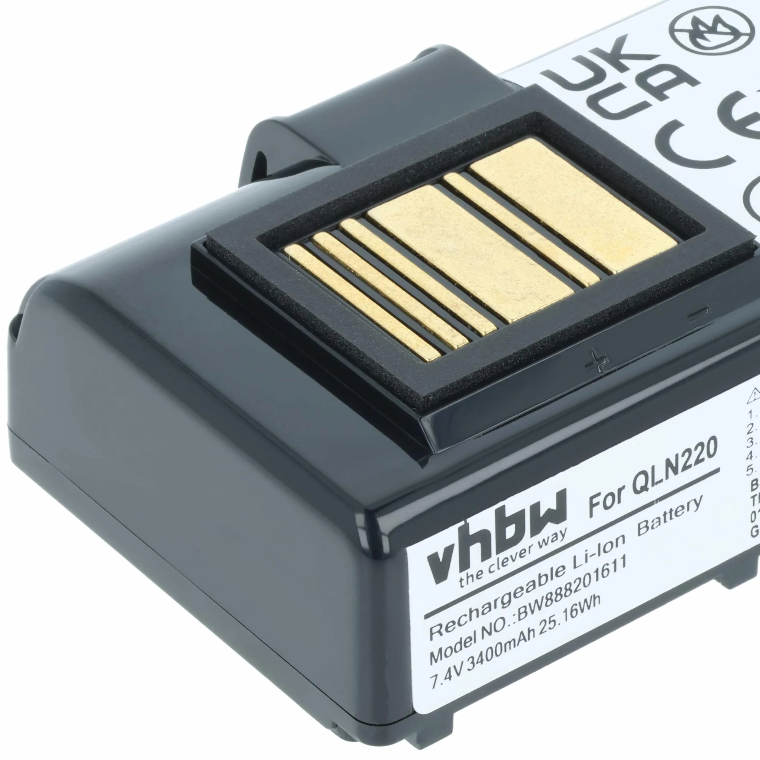 vhbw 1x batteria compatibile con Zebra QLn220HC, QLn320HC, QLN220, QLN320 stampante (3400mAh, 7,4V, Li-Ion)
