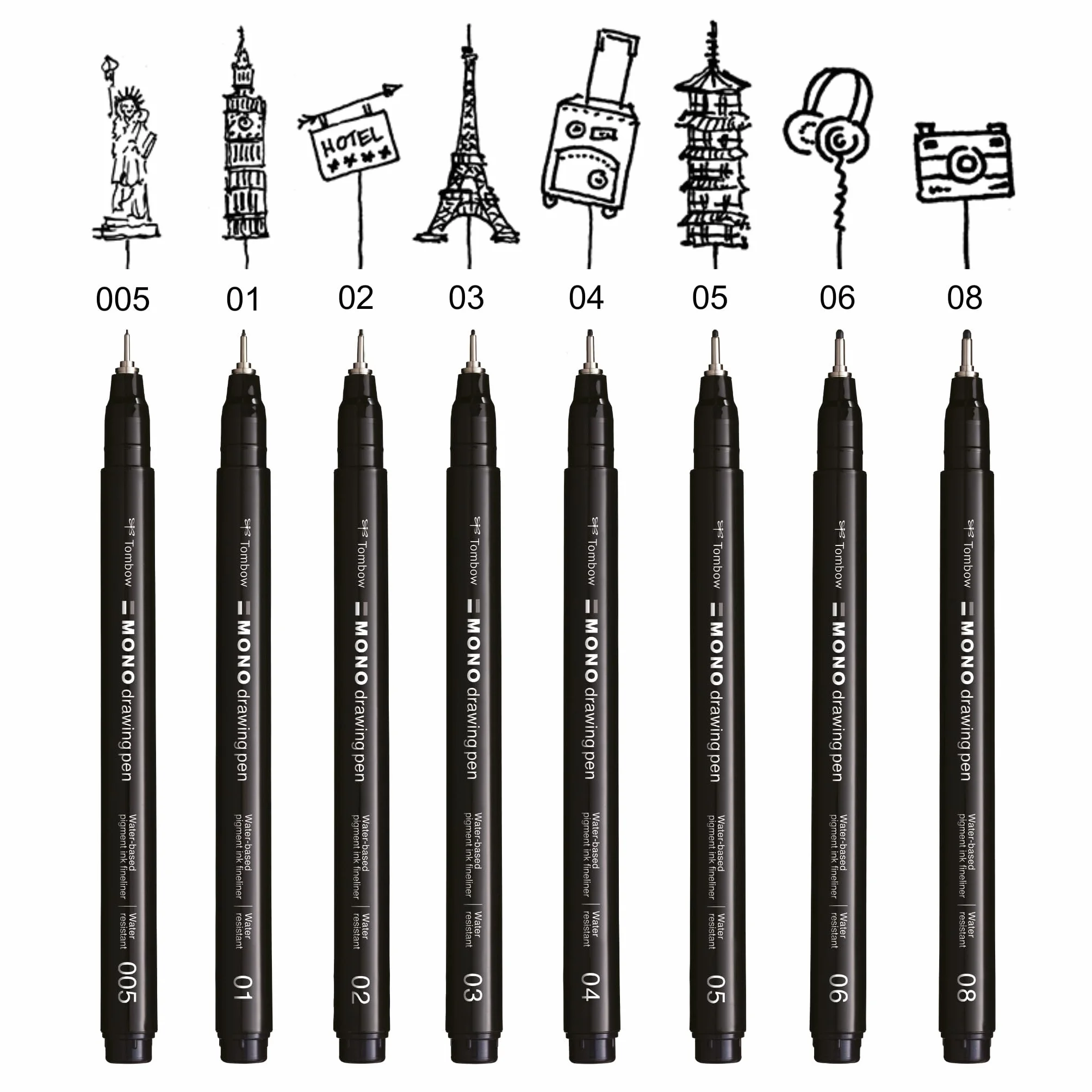 Tombow MONO Fineliner penna disegno tratto 0,3 mm nero resistente all'acqua