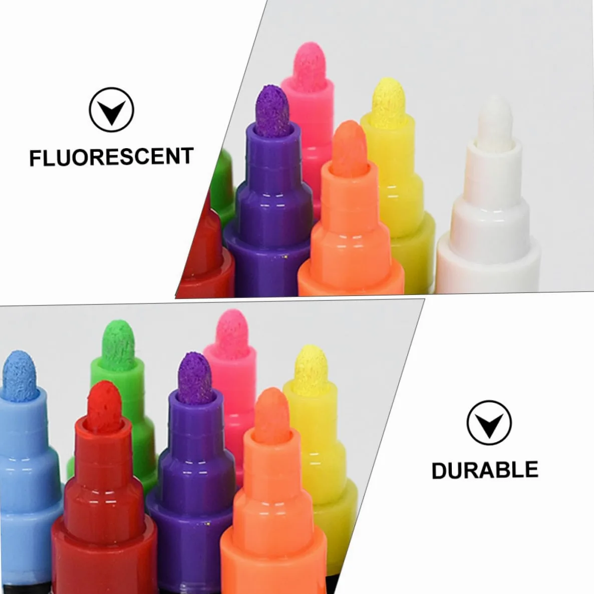 NUOBESTY Pennarelli Cancellabili Set di 12 per Lavagna, Punta Tonda 6mm | Inchiostro Liquido, Corpo in Plastica, Adatti a Lavagna Luminosa LED e Superfici a Gesso