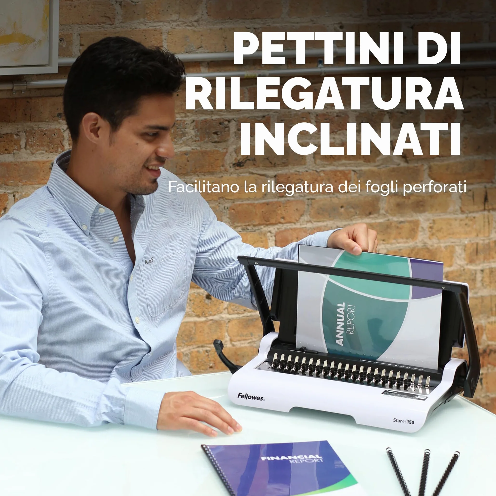 Fellowes Star+ Rilegatrice a pettine 150 con contenitore – Perfora fino a 15 fogli A4 – Rilega fino a 150 fogli – Manuale – Ideale per casa o piccolo ufficio
