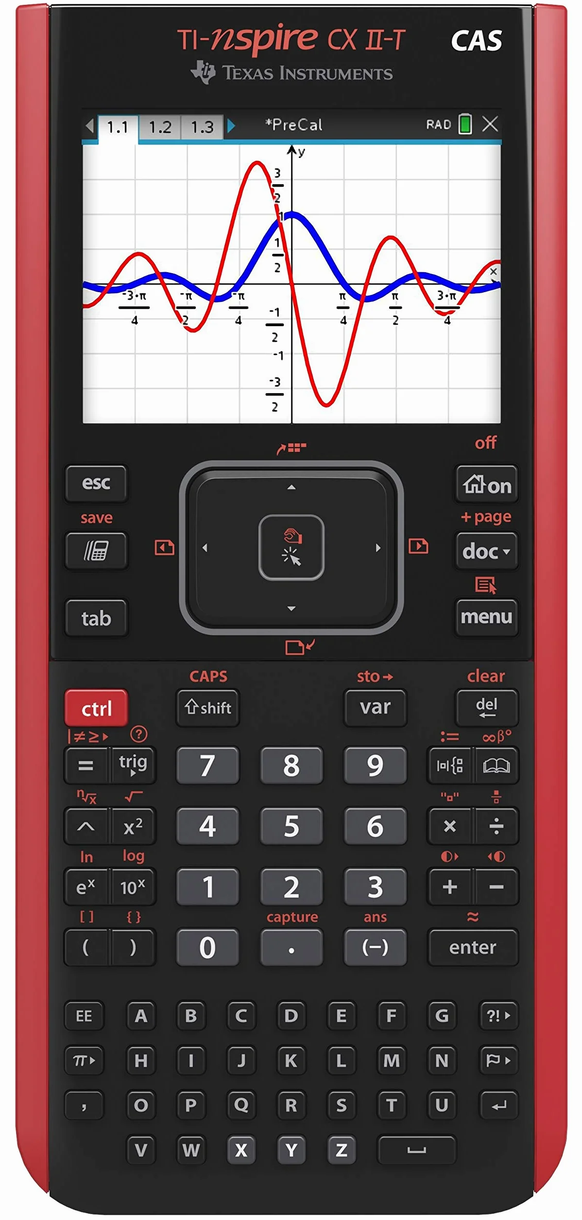 Texas Instruments - Calcolatrice grafica formale Ti-Nspire CX II-T, Nero/Rosso