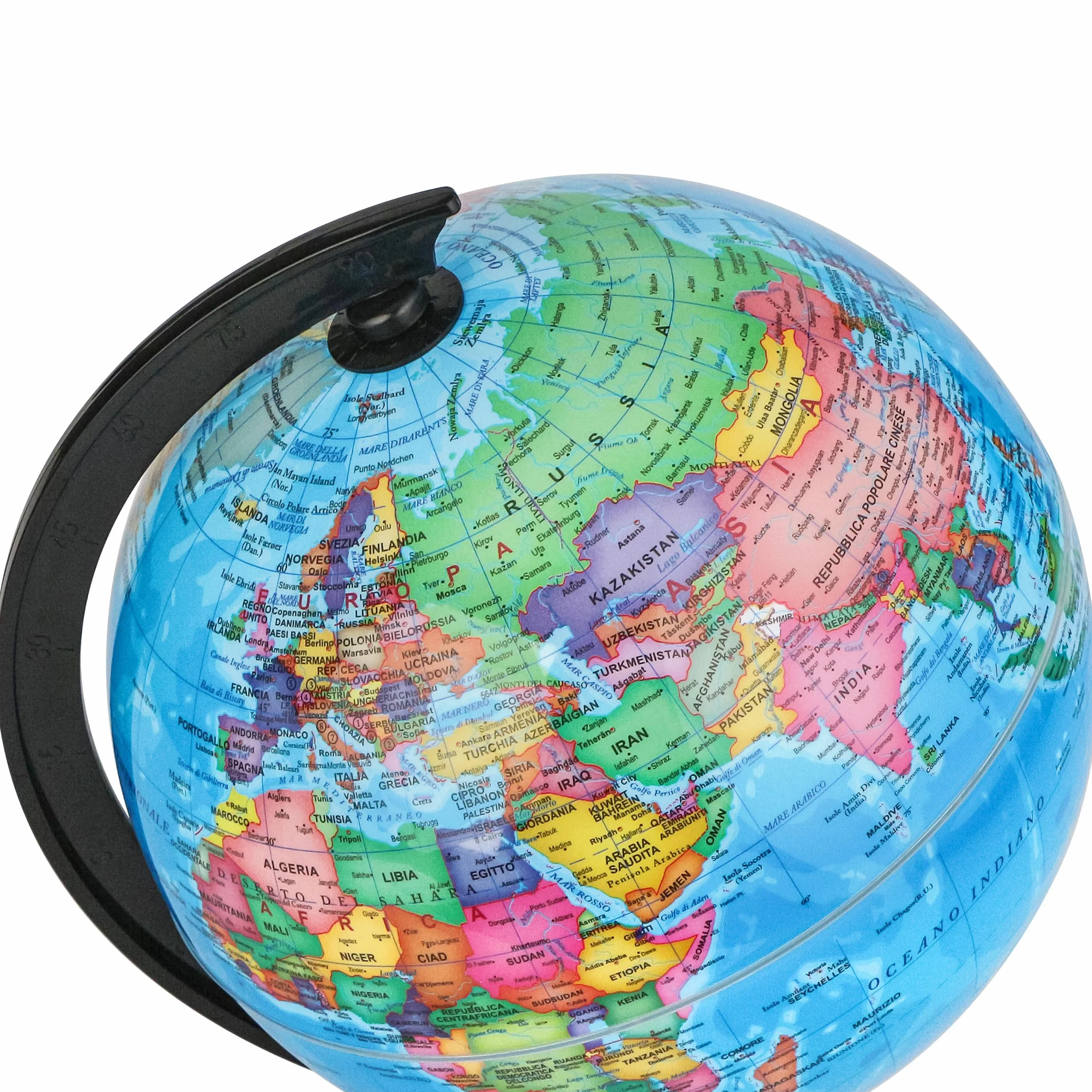 Mappamondo 14 cm Mappa Italiana Base Nera Exerz