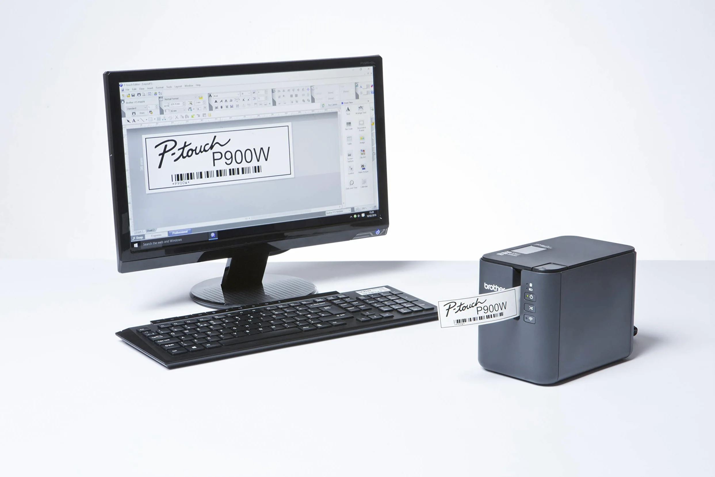 Brother PT-P900Wc | Stampante per etichette | Bianco e nero | Trasferimento termico | WiFi e USB, Compact