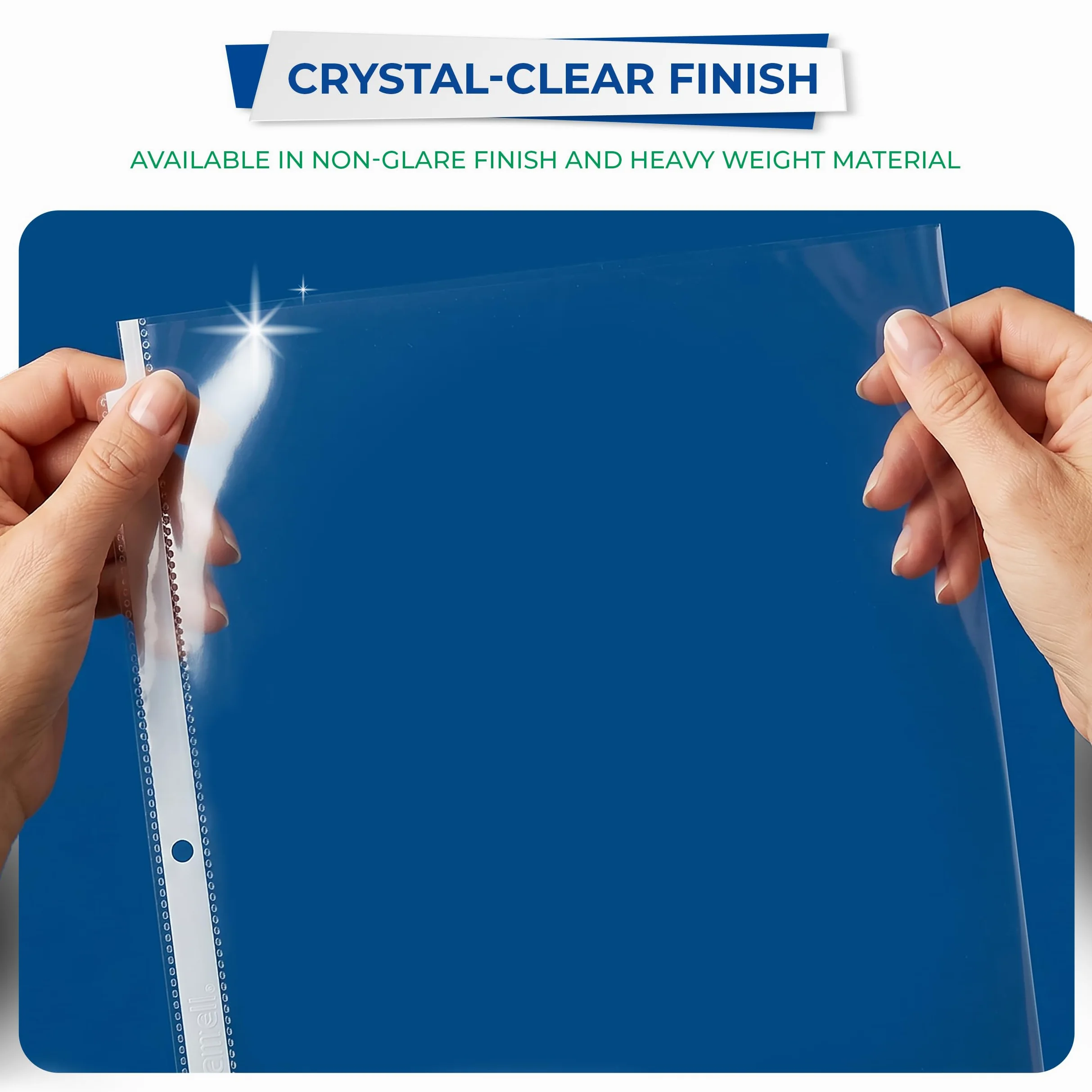 Samsill Protezioni in plastica per raccoglitore a 3 anelli, peso standard trasparente, l'imballaggio può variare, inserti per carico superiore, scatola da 200 fogli, 21,6 x 28 cm, perforatore