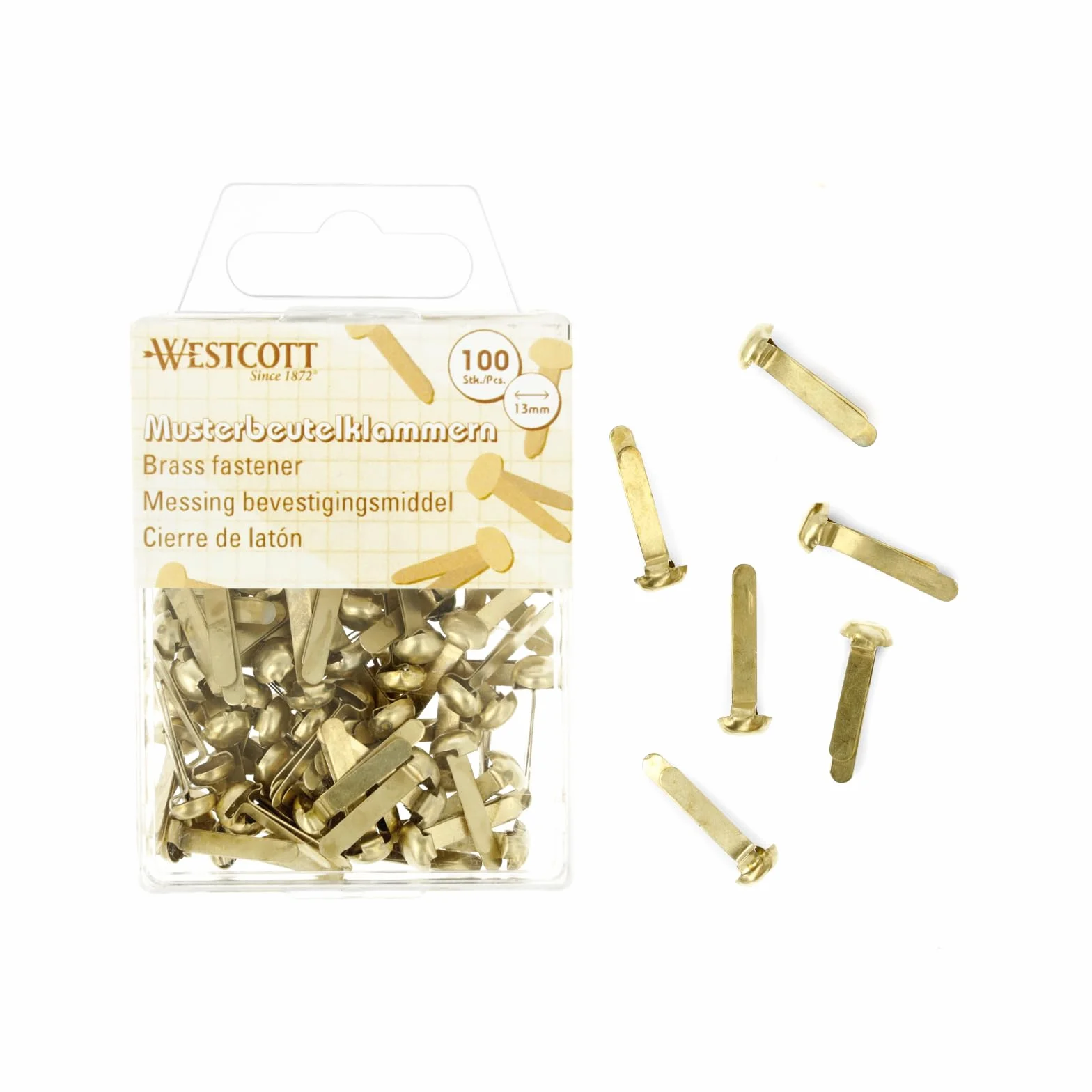 Clip a testa tonda Westcott E-10592 in ottone 13 mm 100 pezzi