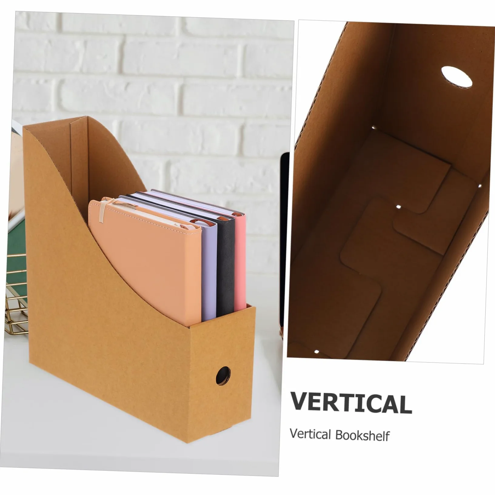 STOBOK 8pezzi Forniture Per Ufficio e Cancelleria Porta Riviste Portadocumenti in Carta Kraft Organizer Da Scrivania Scatola Portadocumenti Contenitori Per Libri Organizer Per Conservazio