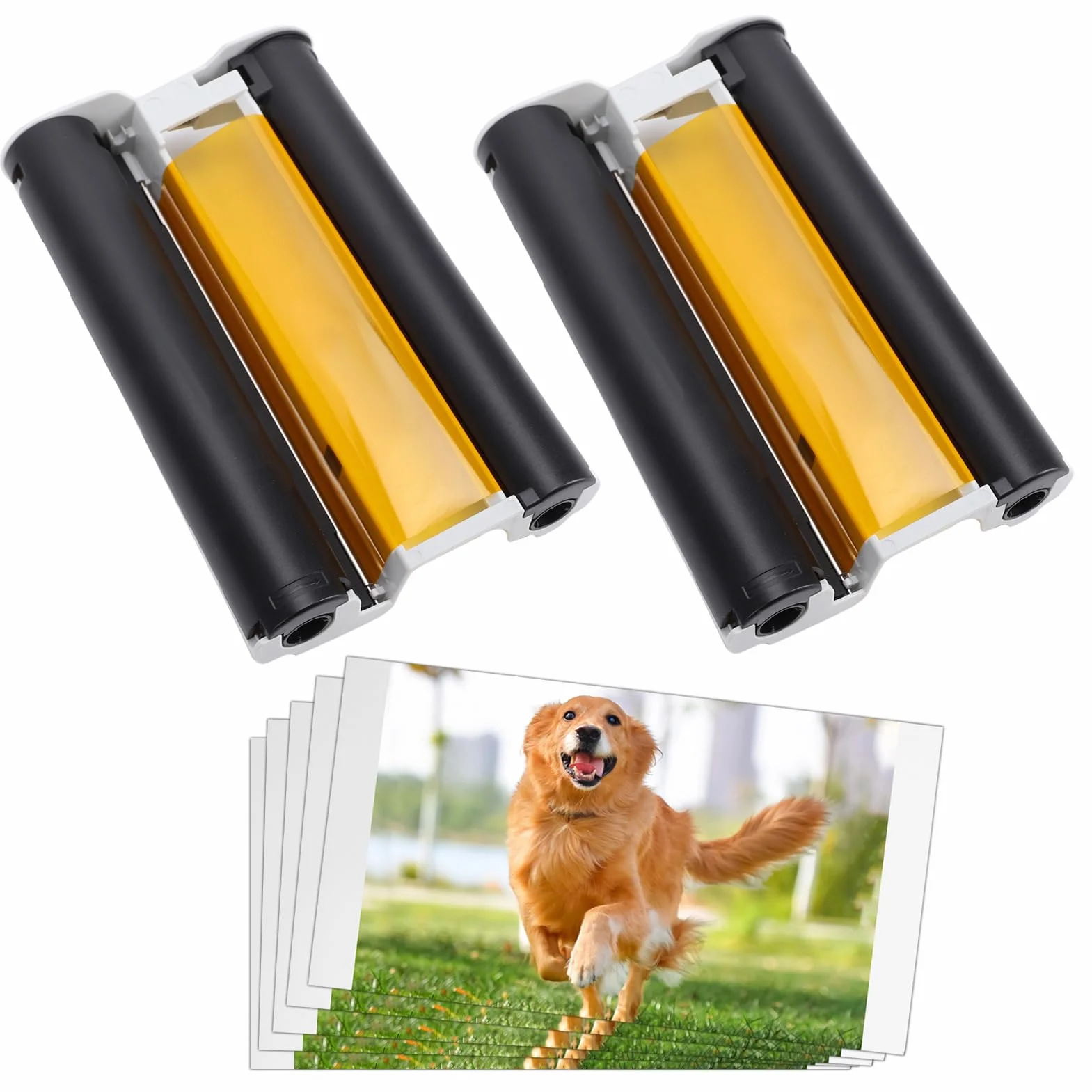 Hyuduo Stampante Fotografica Combinata da 2 Pacchi, 80 Fogli di Carta Fotografica Lucida 4x6 e 2 Nastri, Resistente Alle Sbavature Impermeabile Ad Asciugatura Rapida, Compatibile con
