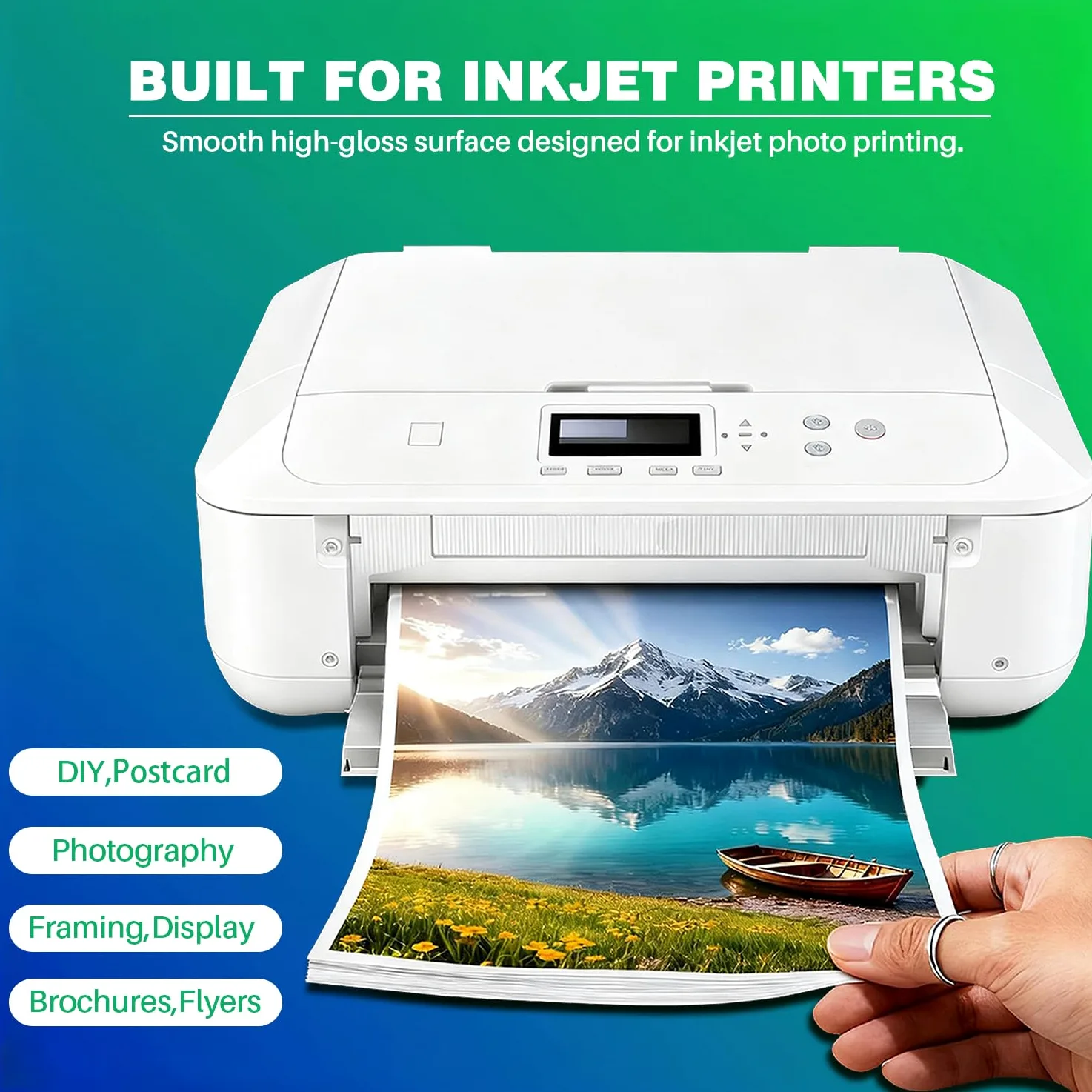A4 Carta Fotografica a getto d'inchiostro, lucida 200 fogli 260GSM carta fotografica per stampante Premium pesante istantaneo asciutto professionale cartolina immagine utilizzare inchiostro di tintura