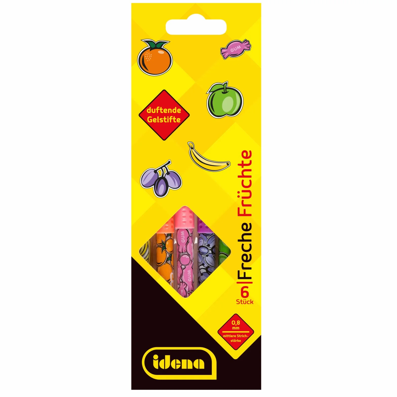 Idena Frutti sfacciati 6 penne gel 0,8 mm con profumo