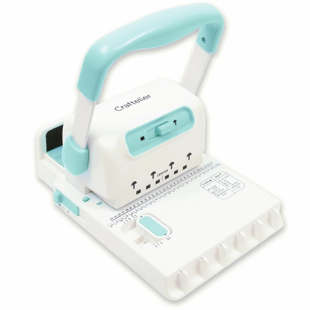 Craftelier - Mini Rilegatrice Minty Duo Binding Machine | Compatibile con Spirali e Anelli fino a 1” di Diametro e con Anelli a Disco | Dimensioni 23,5 x 16 x 21 cm