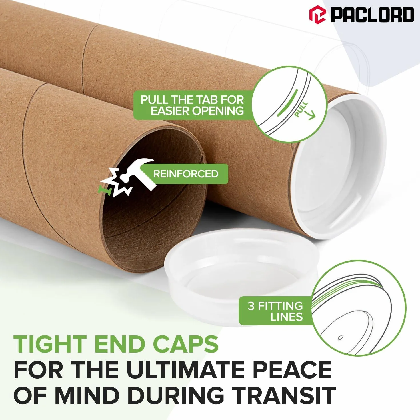 Tubo per spedizioni in carta kraft, 5,1 x 76,2 cm, 6 tubi, 12 tappi | Tubo di cartone approvato USPS per la spedizione e la conservazione di poster, stampe, opere d'arte e documenti