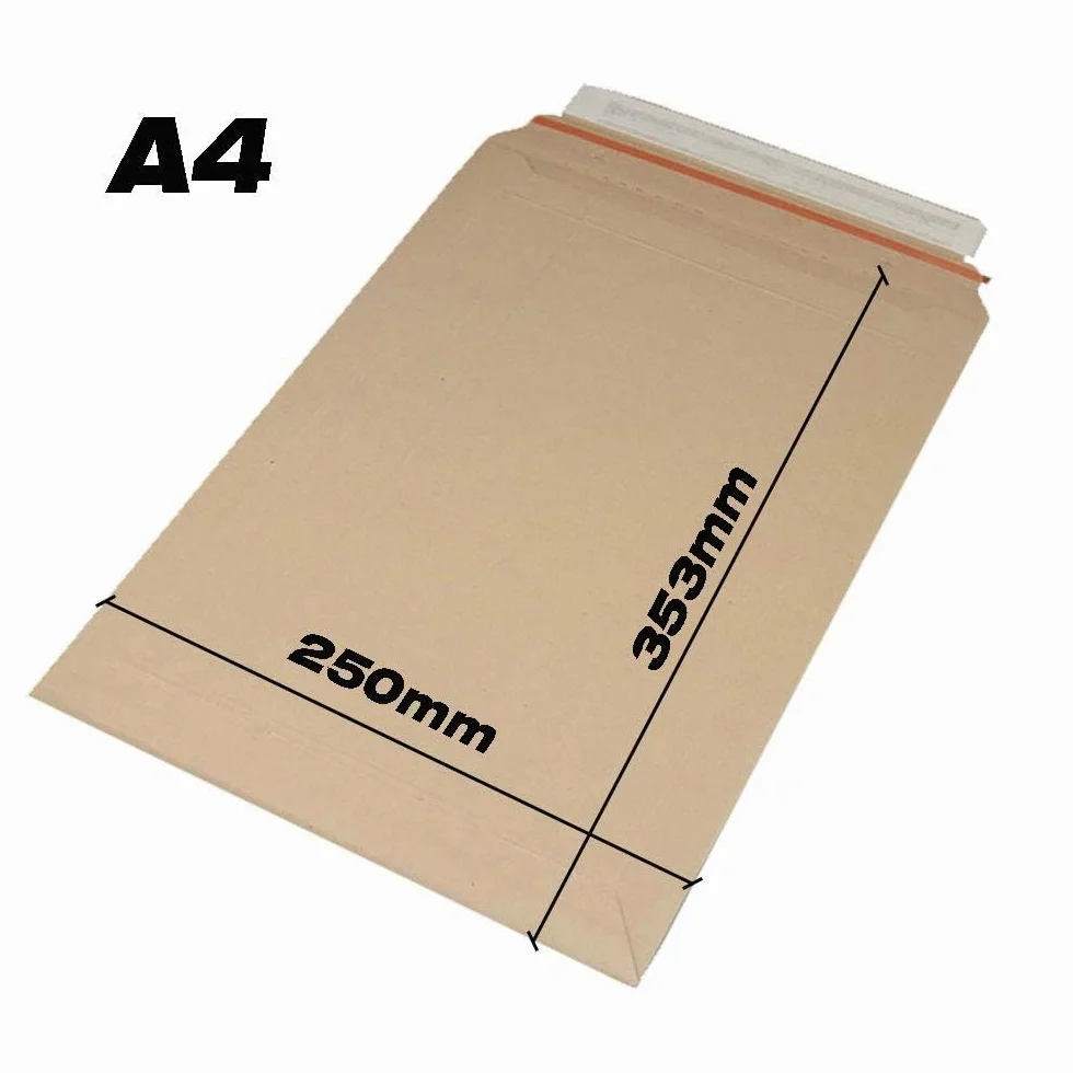 25 Buste di spedizione in cartone 250 x 353 mm fino a 50 mm a tutta altezza adatto per DIN A4 cartone rigido colore marrone chiusura autoadesiva per documenti libri Toppac tP335(25|A4)