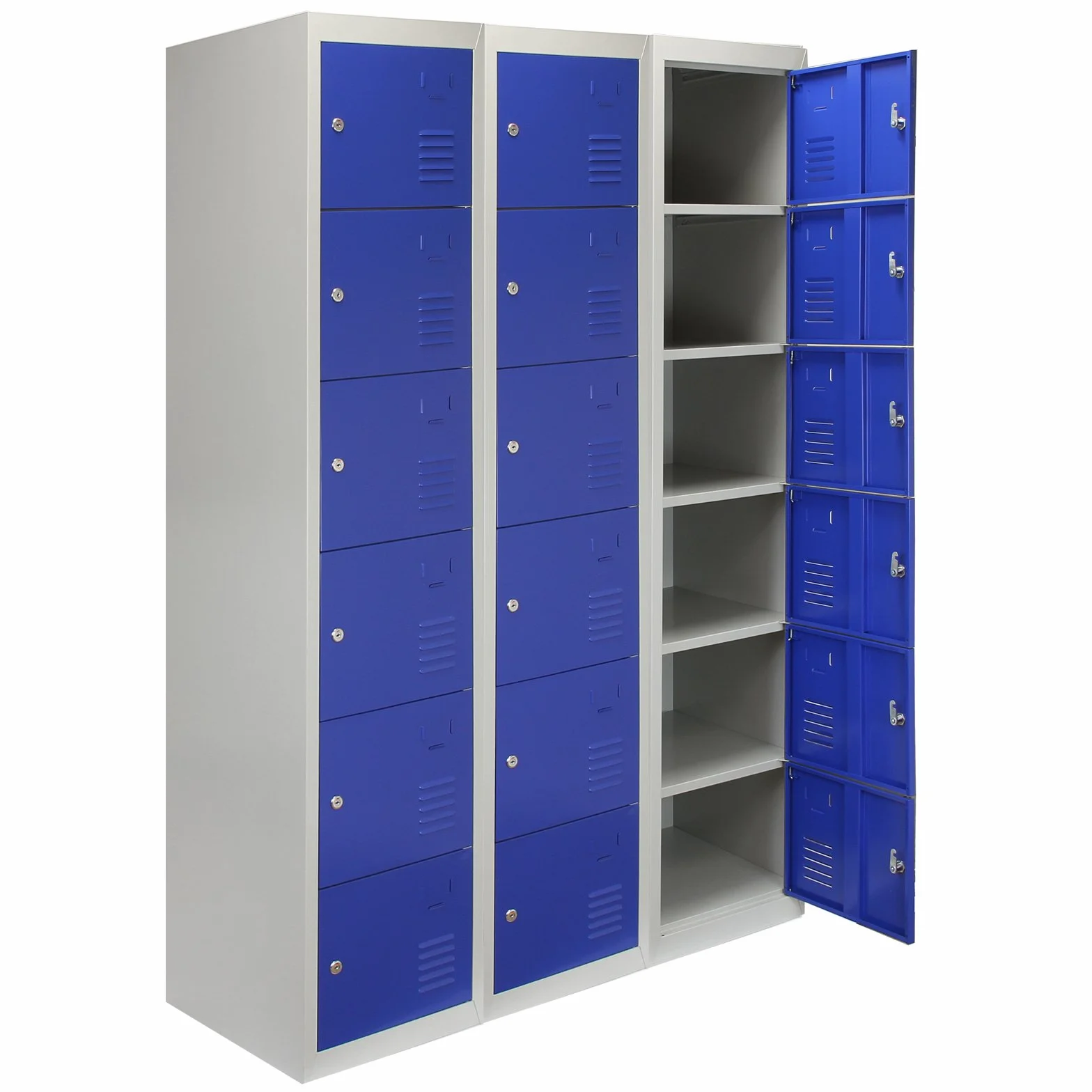 MonsterShop - Armadietto da Montare con 6 Porte Blu in Acciaio 45cm x 38cm x 180cm per Scuole, Palestre e Spogliatoi