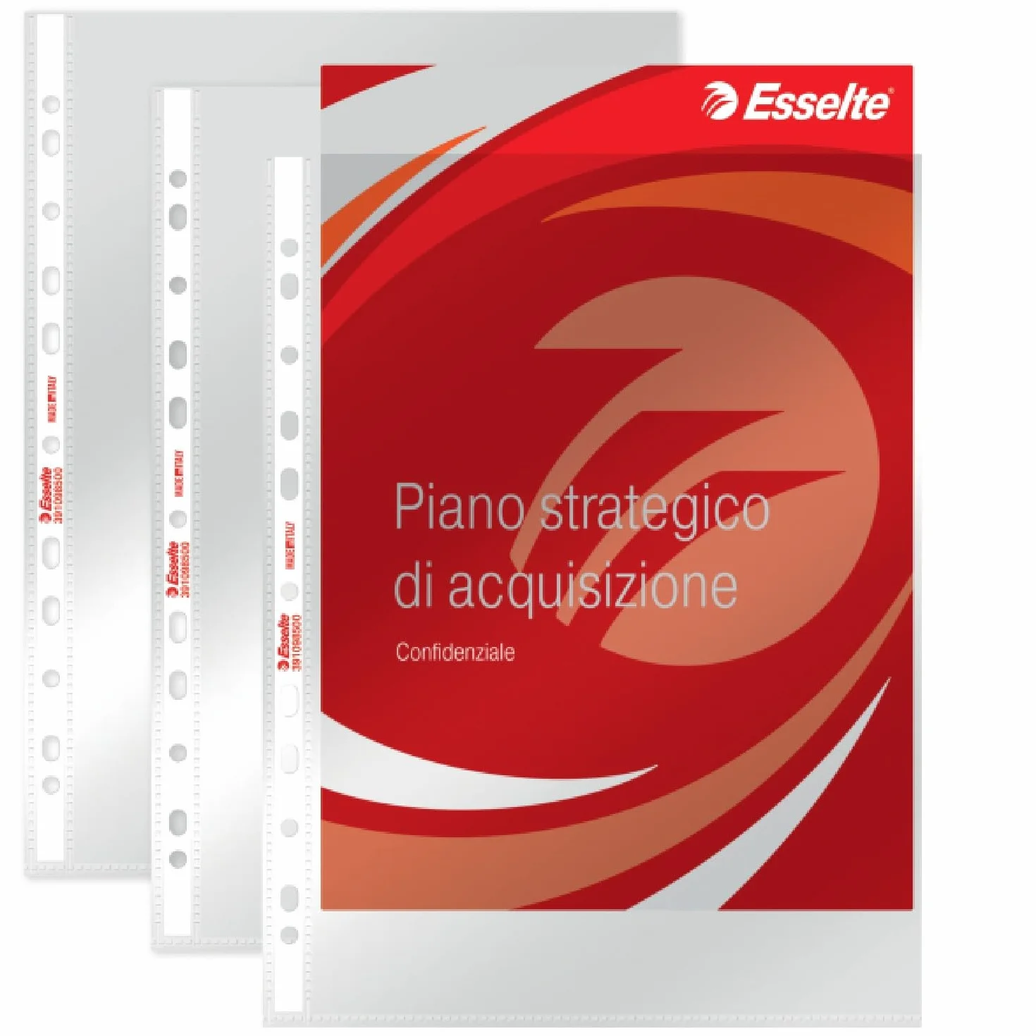 Esselte OXFORD SMART Buste per raccoglitori a perforazione universale A4 De Luxe, 300 pezzi (6 x 50), PP Lucido, con Scatola Multiuso