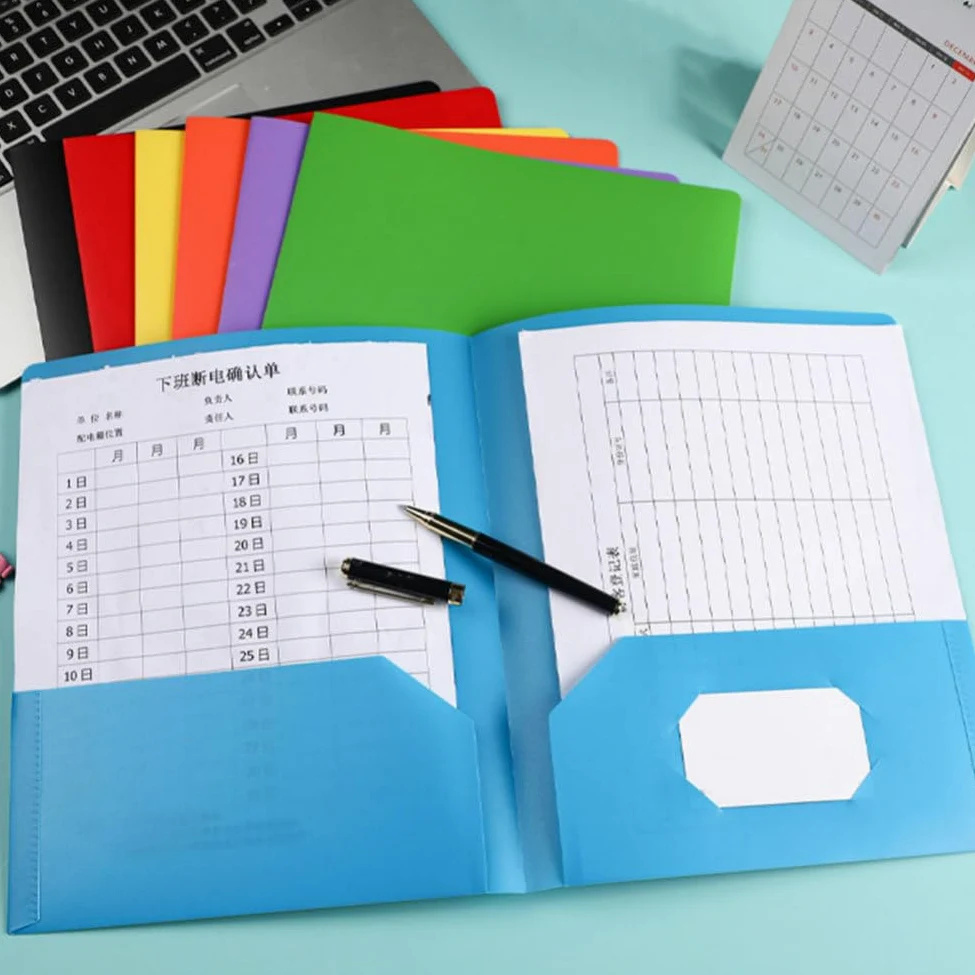 7pezzi Cartelline Plastica Con Doppie Tasche Organizer Per Documenti Per Ufficio e Scuola Diverse Colorazioni Arancione Per Gestire File e Presentazioni