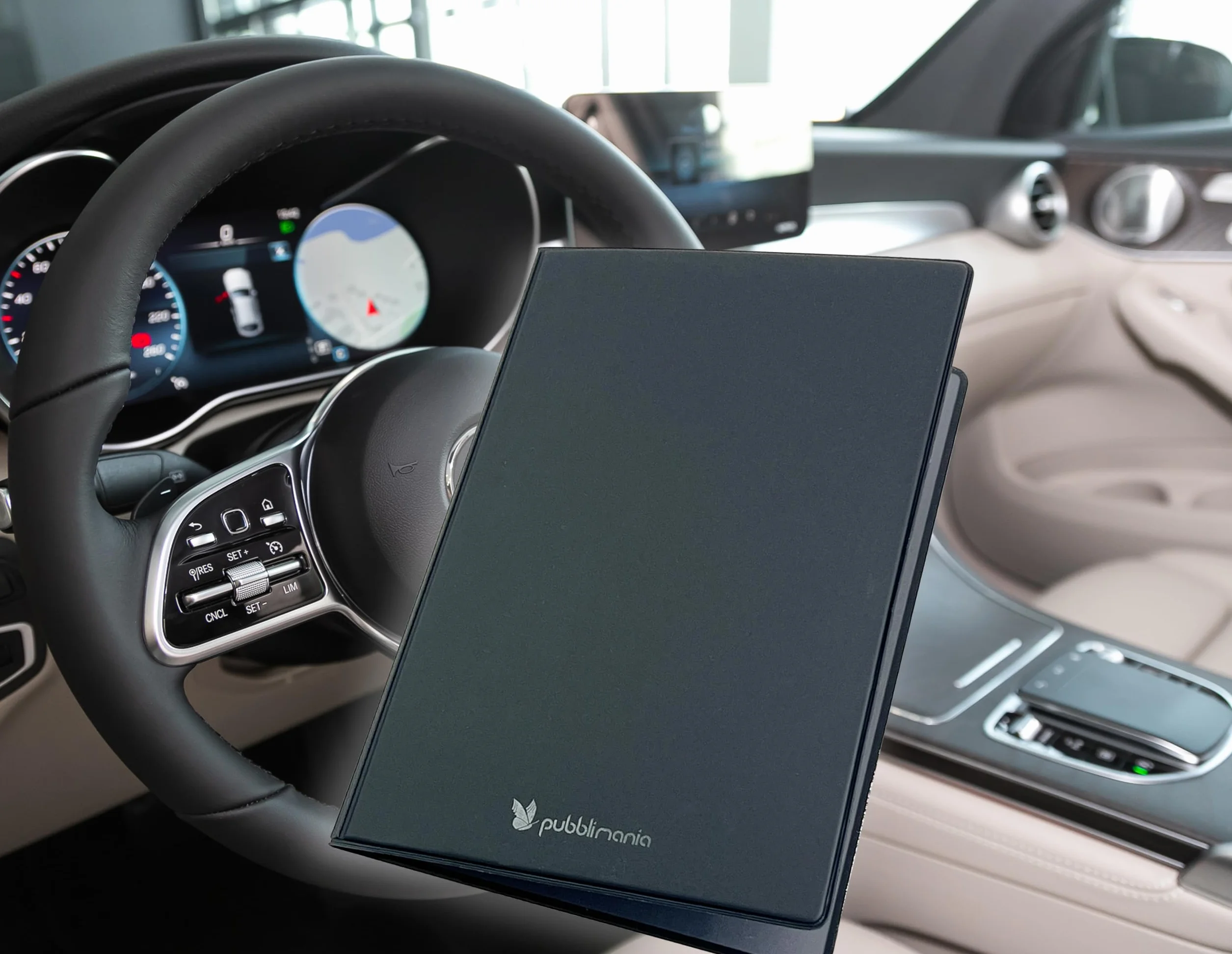 Portadocumenti Auto Moto chiusura a due ante Made in Italy Nero per libretto card assicurazione