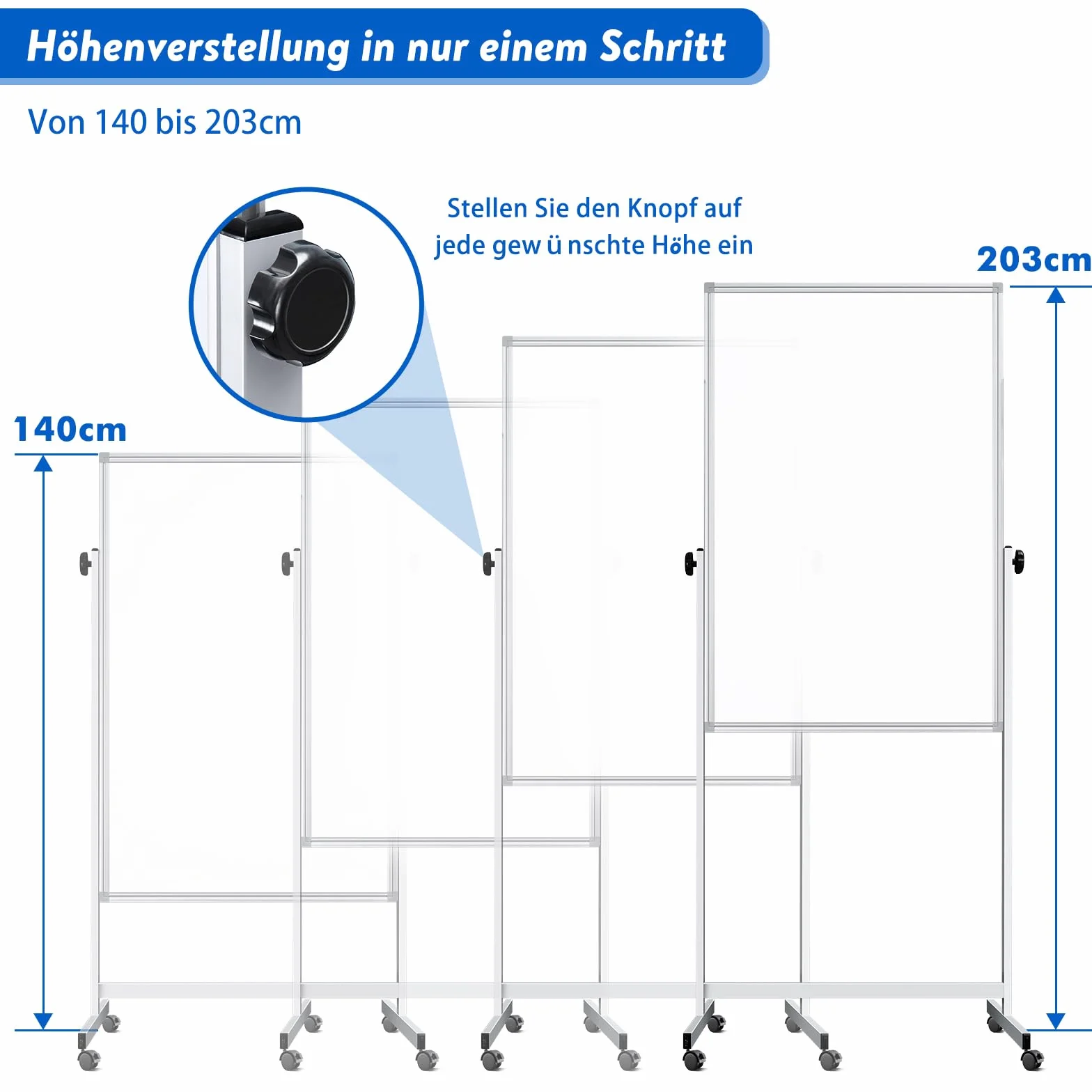 maxtek Lavagna mobile regolabile in altezza, 120 x 80 cm, lavagna magnetica su entrambi i lati con supporto, lavagnetta a secco, per ufficio, classe e casa