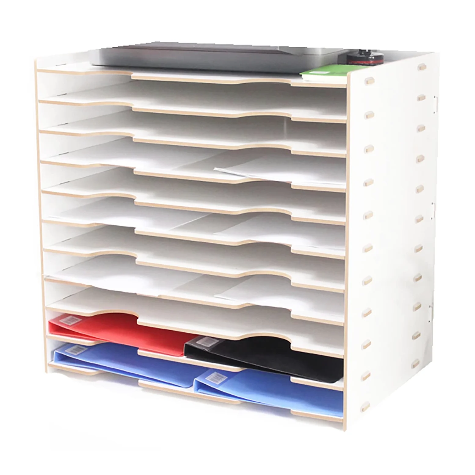 Vassoio Organizer da scrivania in Legno, Vassoio per Fogli Formato A3, impilabile per organizzare la scrivania e Mantenere l'ordine in casa o in Ufficio.