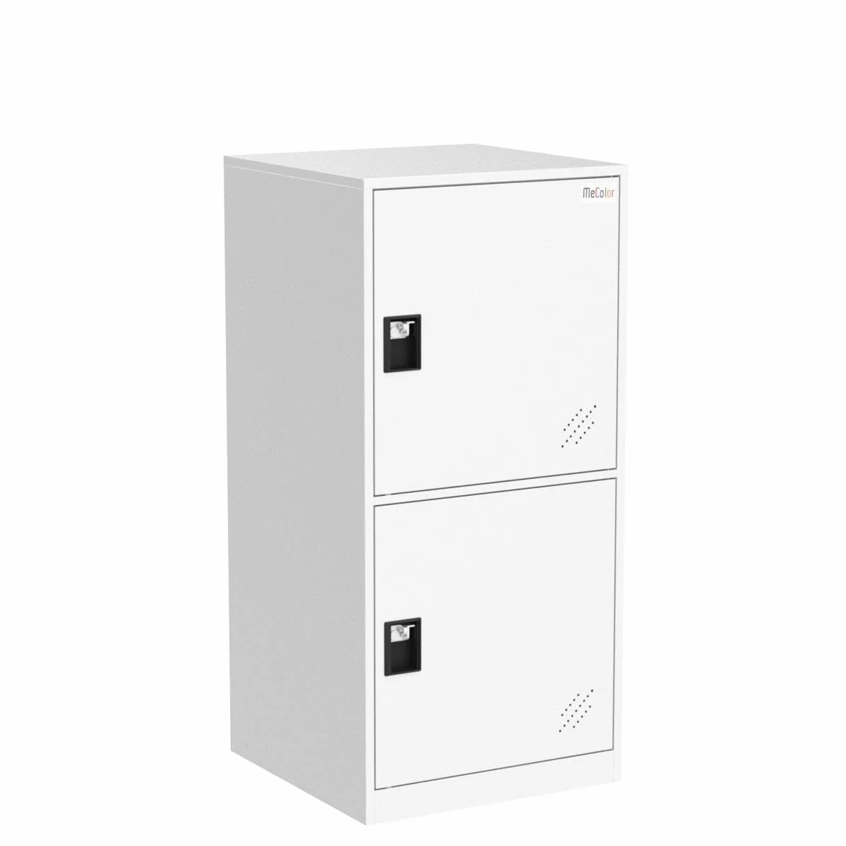 MECOLOR Armadietto verticale singolo con lucchetto a 2 o 3 scomparti per dipendenti, casa, ufficio, scuola, bambini (bianco pieno, P2V)