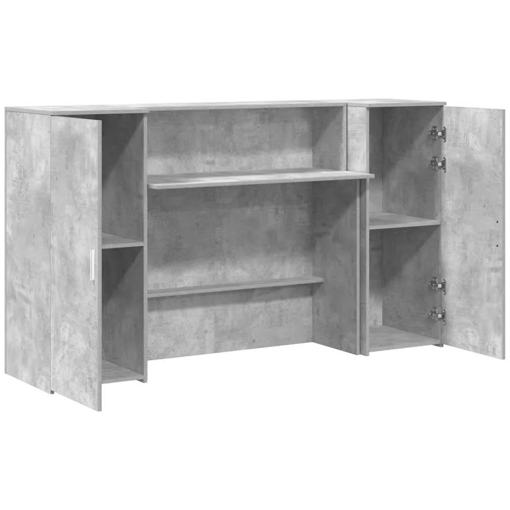 Bancone per ricevimento, grigio cemento, 180 x 50 x 103,5 cm, in legno | Bancone modulare con molto spazio per ufficio, studio e salone. Protezione discreta grazie alle pareti laterali alte.