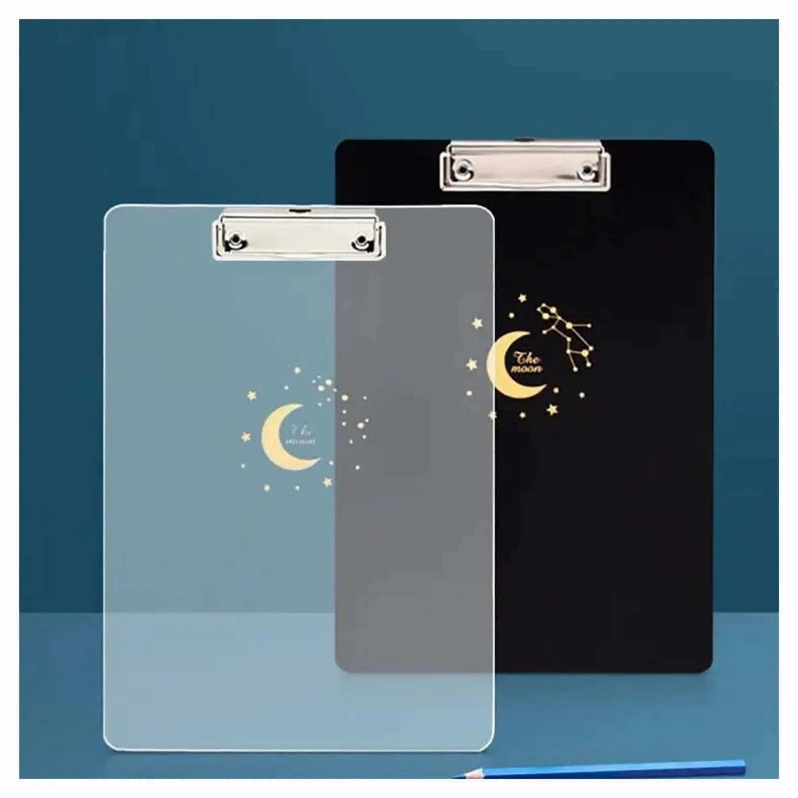 3 pezzi semplici portadocumenti A4 appunti in plastica a basso profilo con clip for studenti for la scuola in ufficio per Scuola, Ufficio(WHITE)