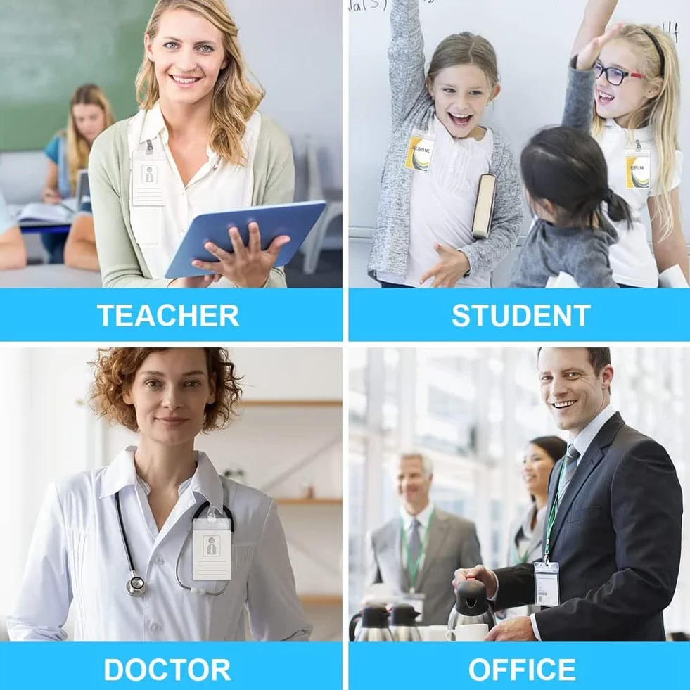 Vicloon Porta Badge PVC Impermeabile Trasparente 10 Pezzi per Fiere Scuole Conferenze