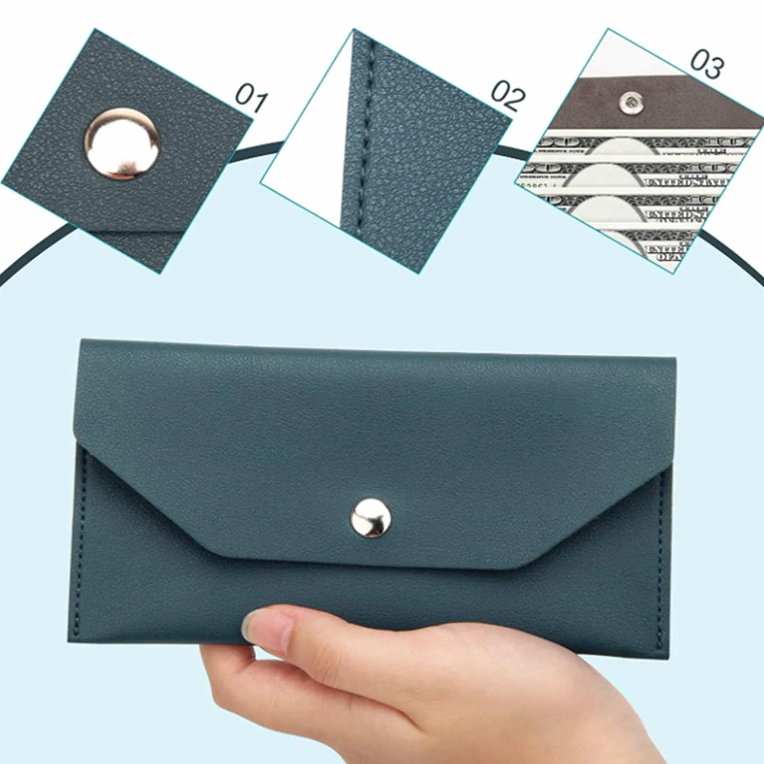 Organizer per biglietti da visita in pelle viola 17x9 cm Busta per contanti