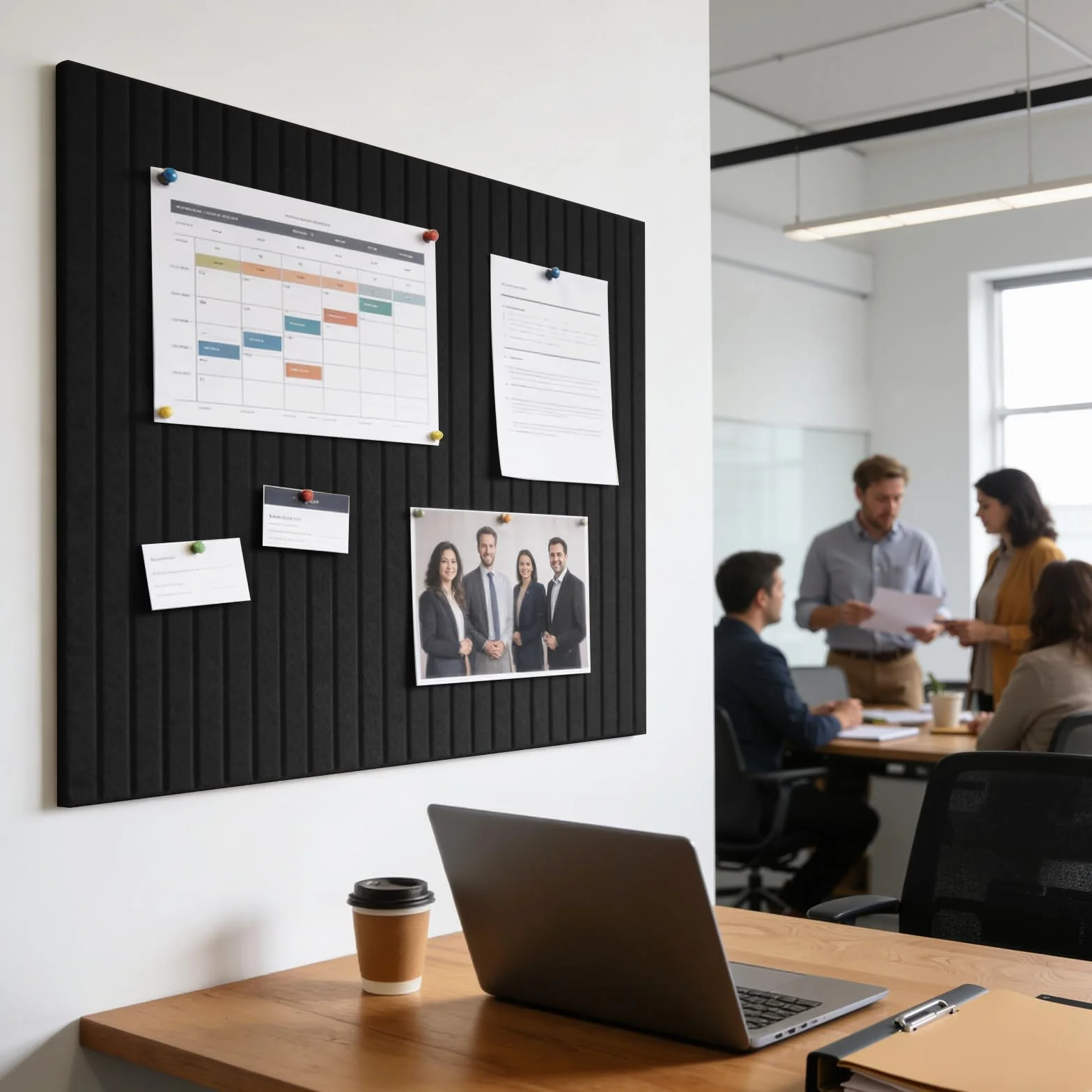 Bacheca Sughero 120 x 90 cm Bacheca Grande Autoadesiva Board in Feltro Lavagne Decorative per Ufficio, Casa e Cameretta dei Bambini Foto, Promemoria Nero